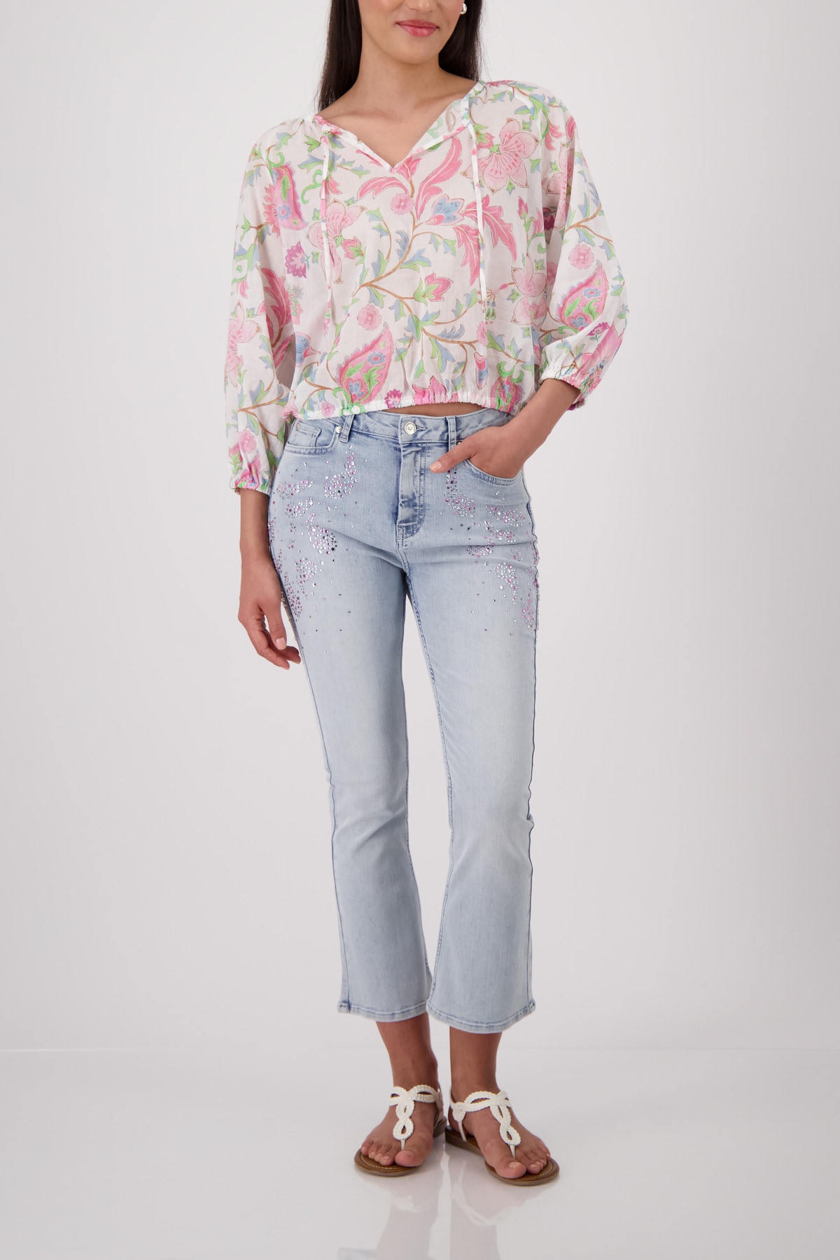 Monari Langarmbluse »Bluse Blumendruck allover« Regular fit mit Blumenmuster
