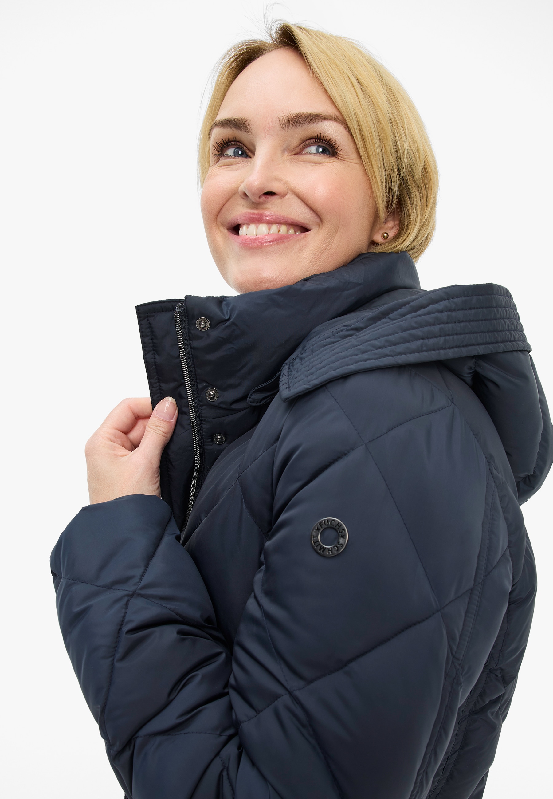 Fuchs Schmitt Manteau matelassé »Steppkurzmantel« col montant, coupe régulière, capuche