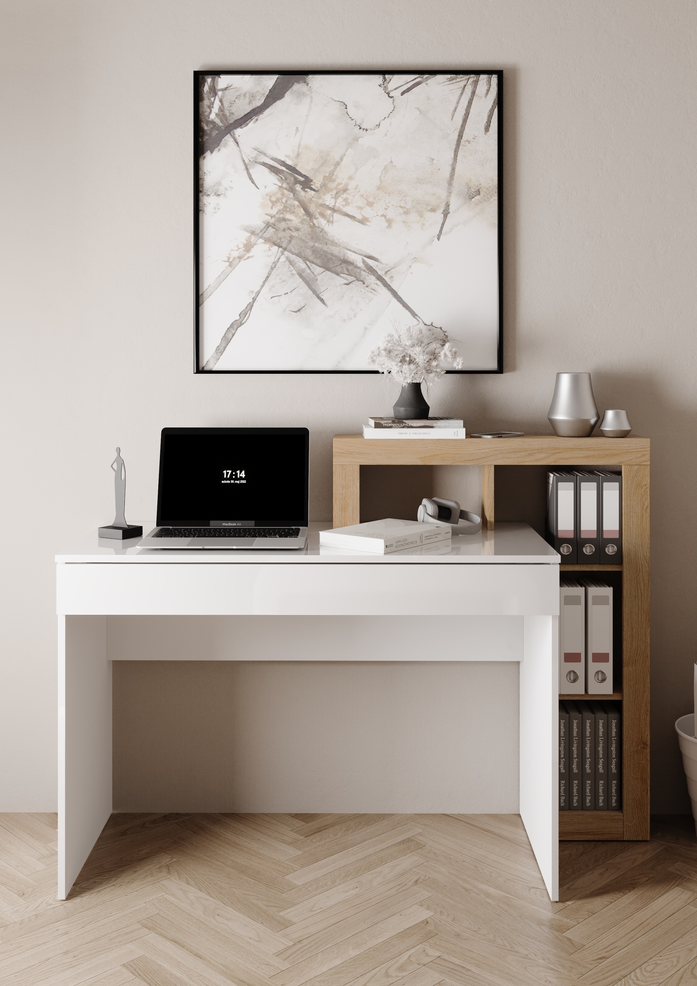 INOSIGN Schreibtisch »Hamburg, Breite 138 cm, Tiefe 50 cm, mit Schubkasten u. Aufsatz/Regal« Computertisch, Arbeitstisch, Schminktisch, Arbeitsplatz, 4 Fächer