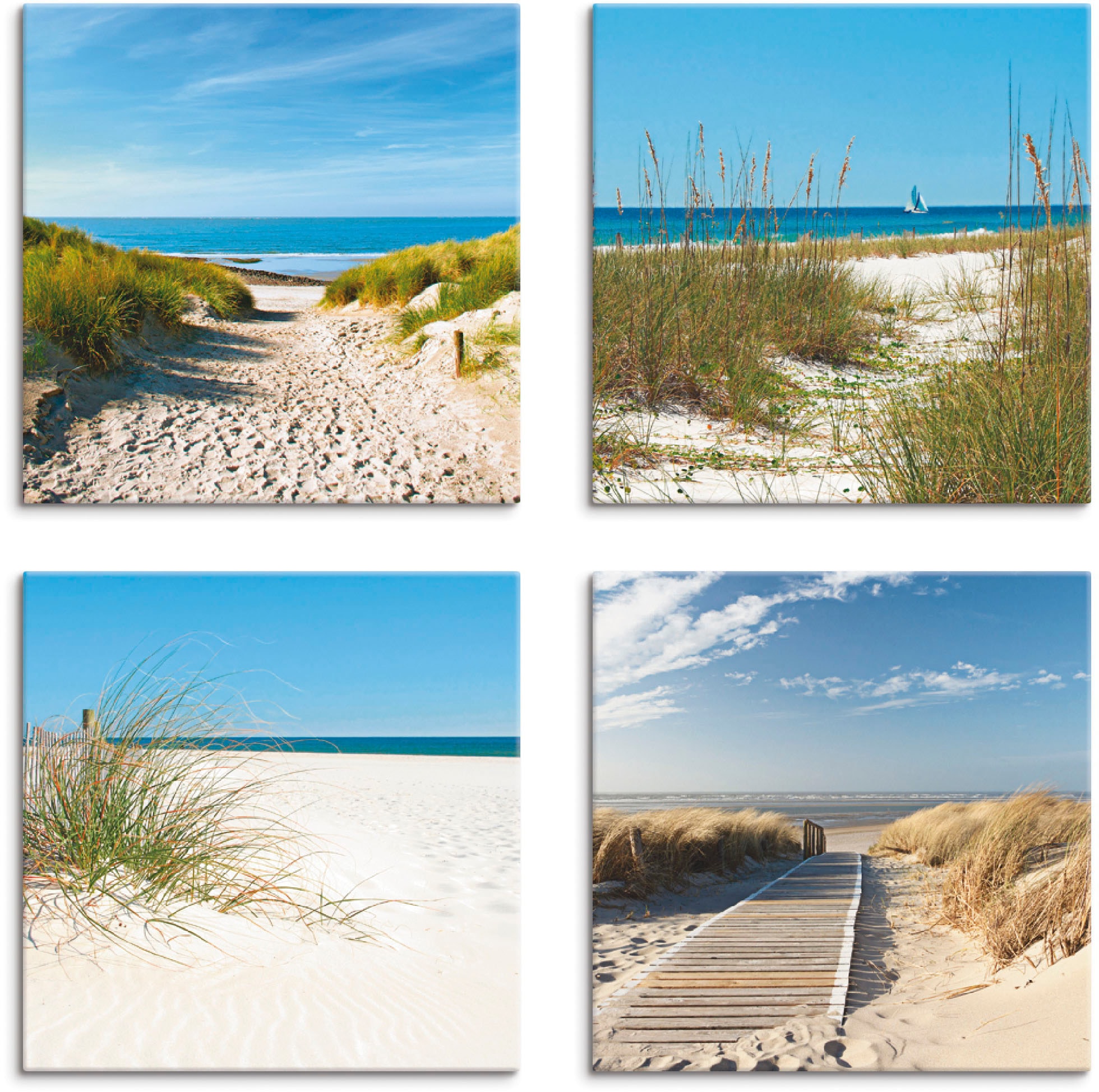 Image of Artland Leinwandbild "Strand und Sanddünen" Strand 4 Stk. tlg. 4er Set, verschiedene Grössen