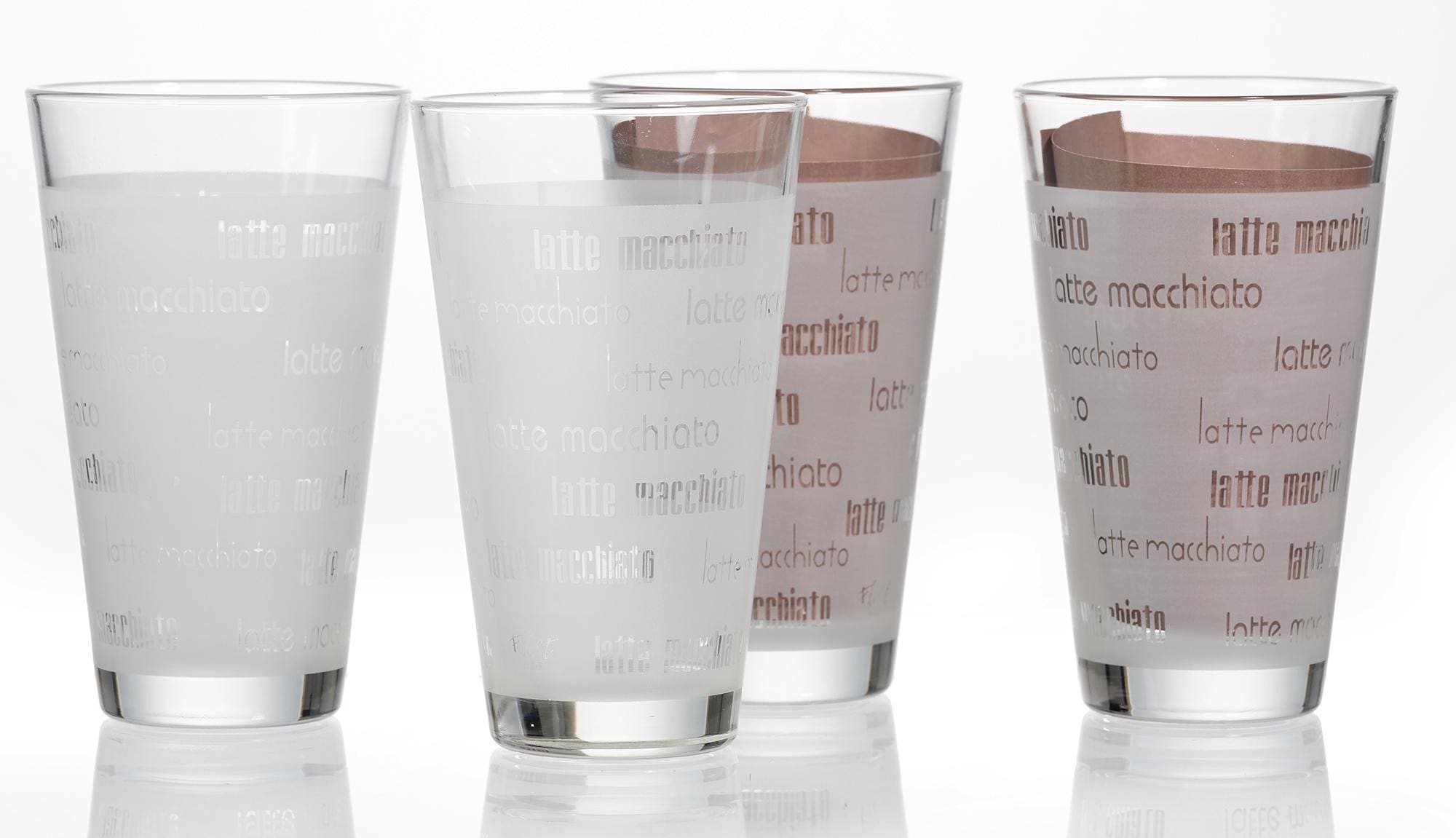 Image of Ritzenhoff & Breker Latte-Macchiato-Glas "Chicco" Schrift-Dekor, 4-teilig
