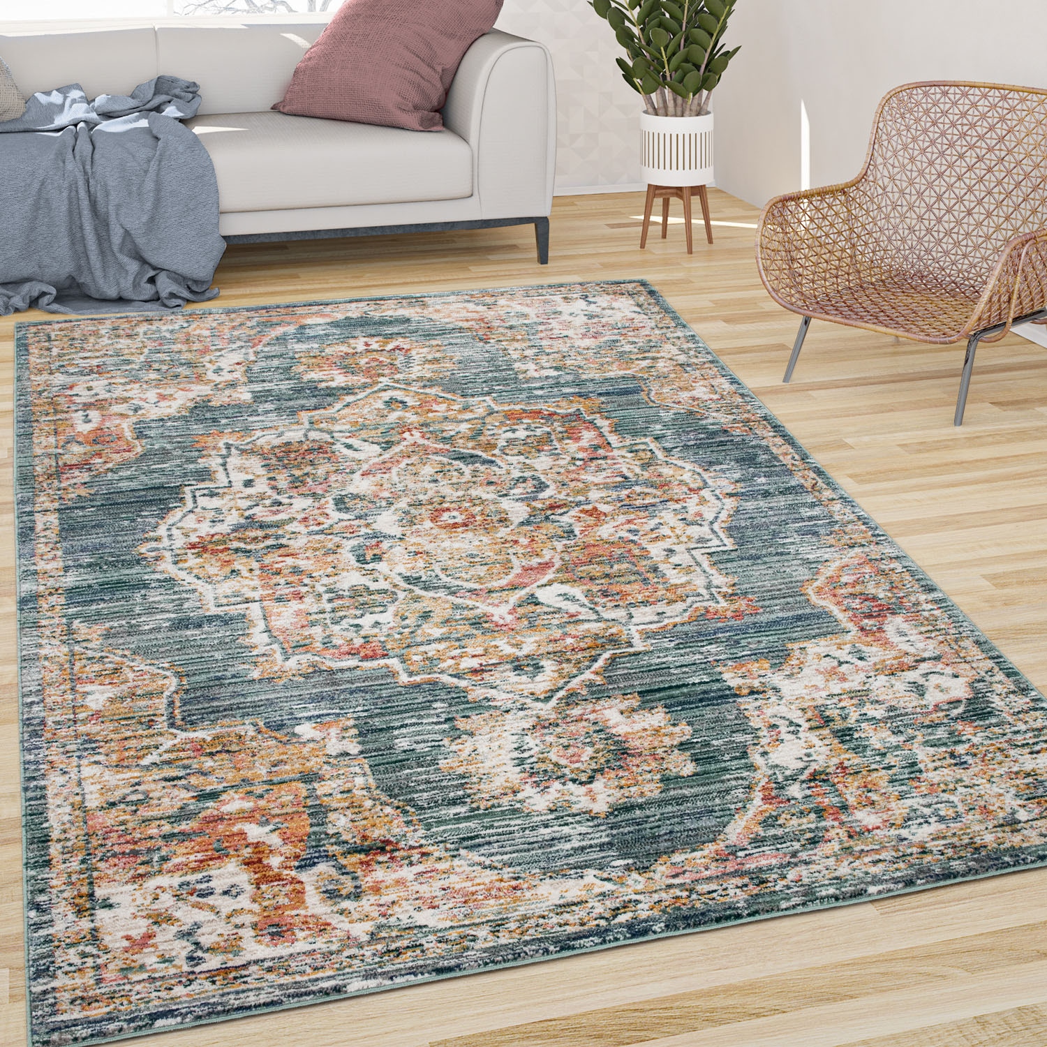 Paco Home Teppich »Herbete 734«, rechteckig, 8 mm Höhe, Kurzflor, Orient-Optik, Vintage Design