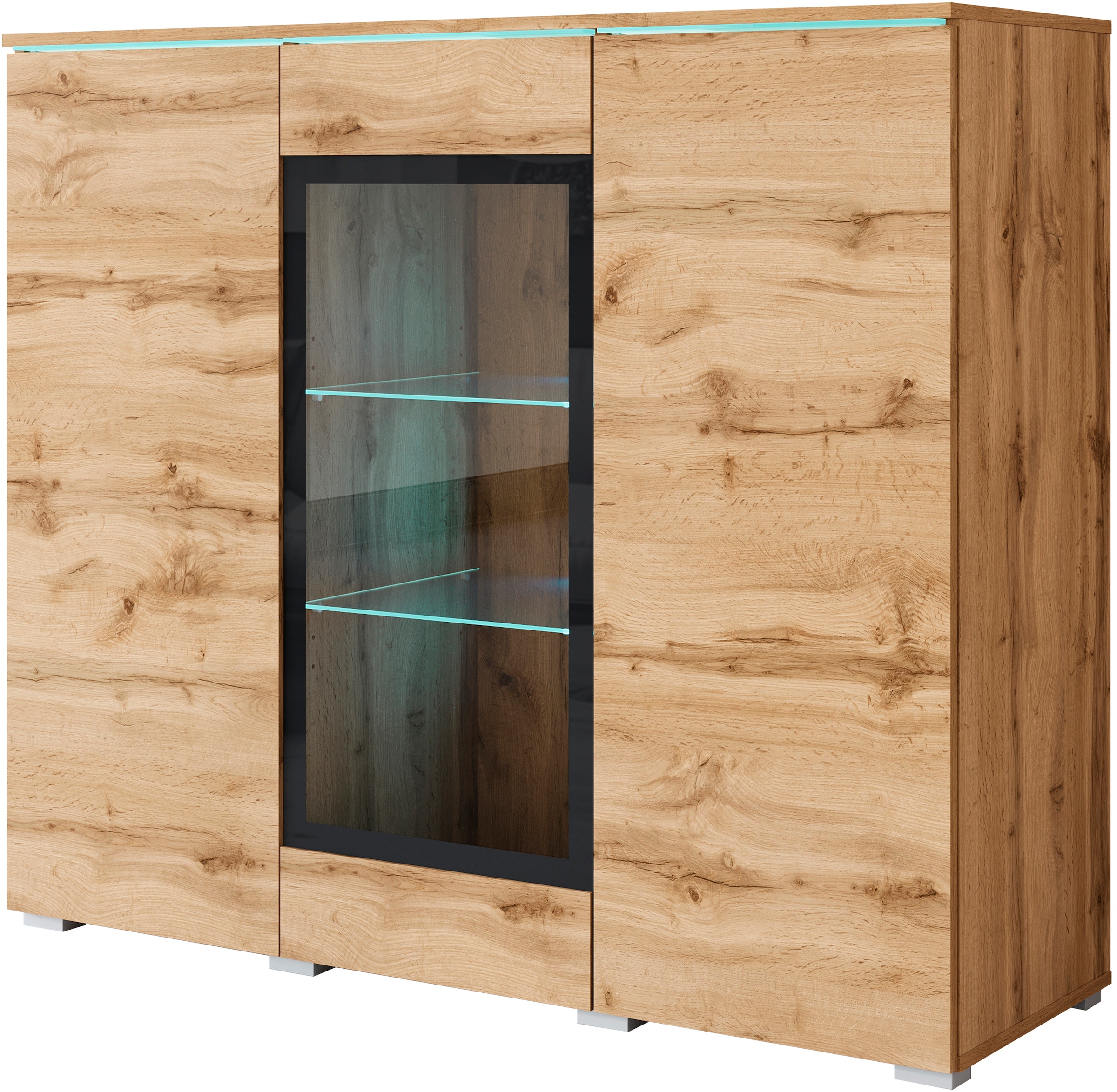 Home affaire Buffet haut »Vera« buffet haut avec 4 portes, 9 compartiments, portes vitrées
