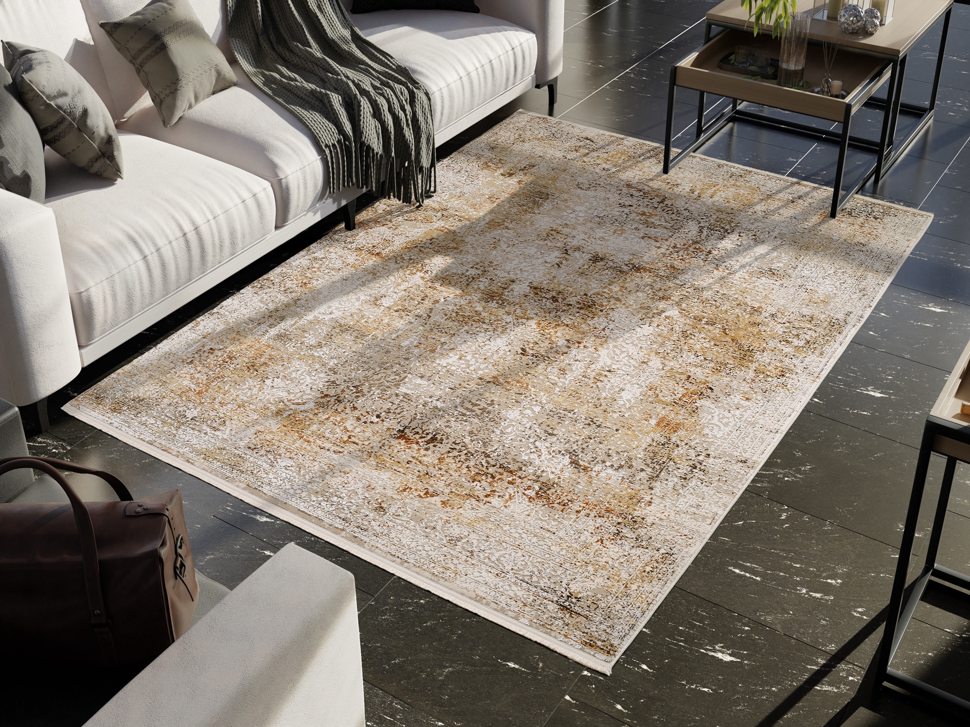 OCI DIE TEPPICHMARKE Tapis »BESTELLER CAVA , auch als Läufer und in Rund« Rectangulaire 8 mm Höhe viscose brillante, avec franges, structure haute basse, vintage, salon