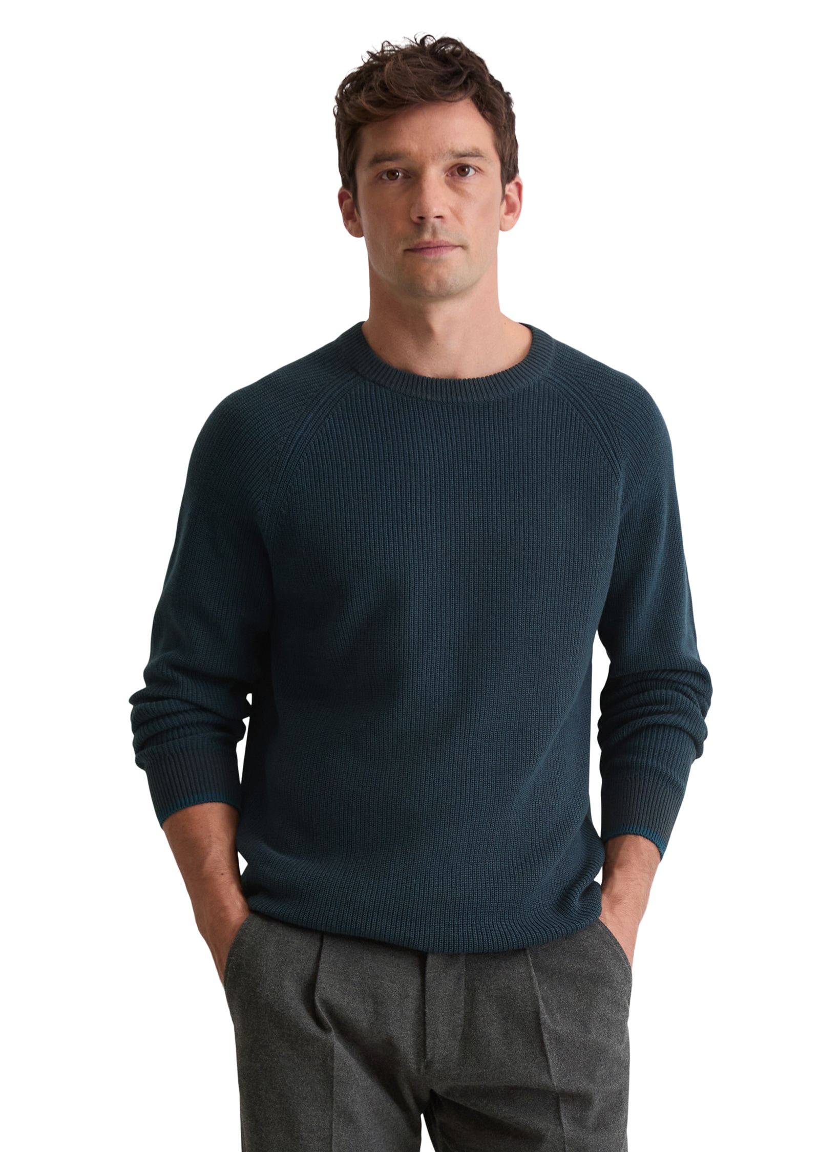 Image of Marc OPolo Rundhalspullover regular fit, aus weichem Baumwoll-Schurwoll-Mix