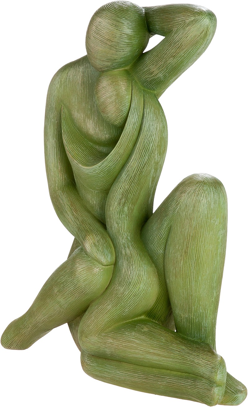 Image of GILDE Skulptur "Figur Frau Silent movement grün" modern abstrakte Figur sitzende Frau Wohnaccessoire Dekofigur