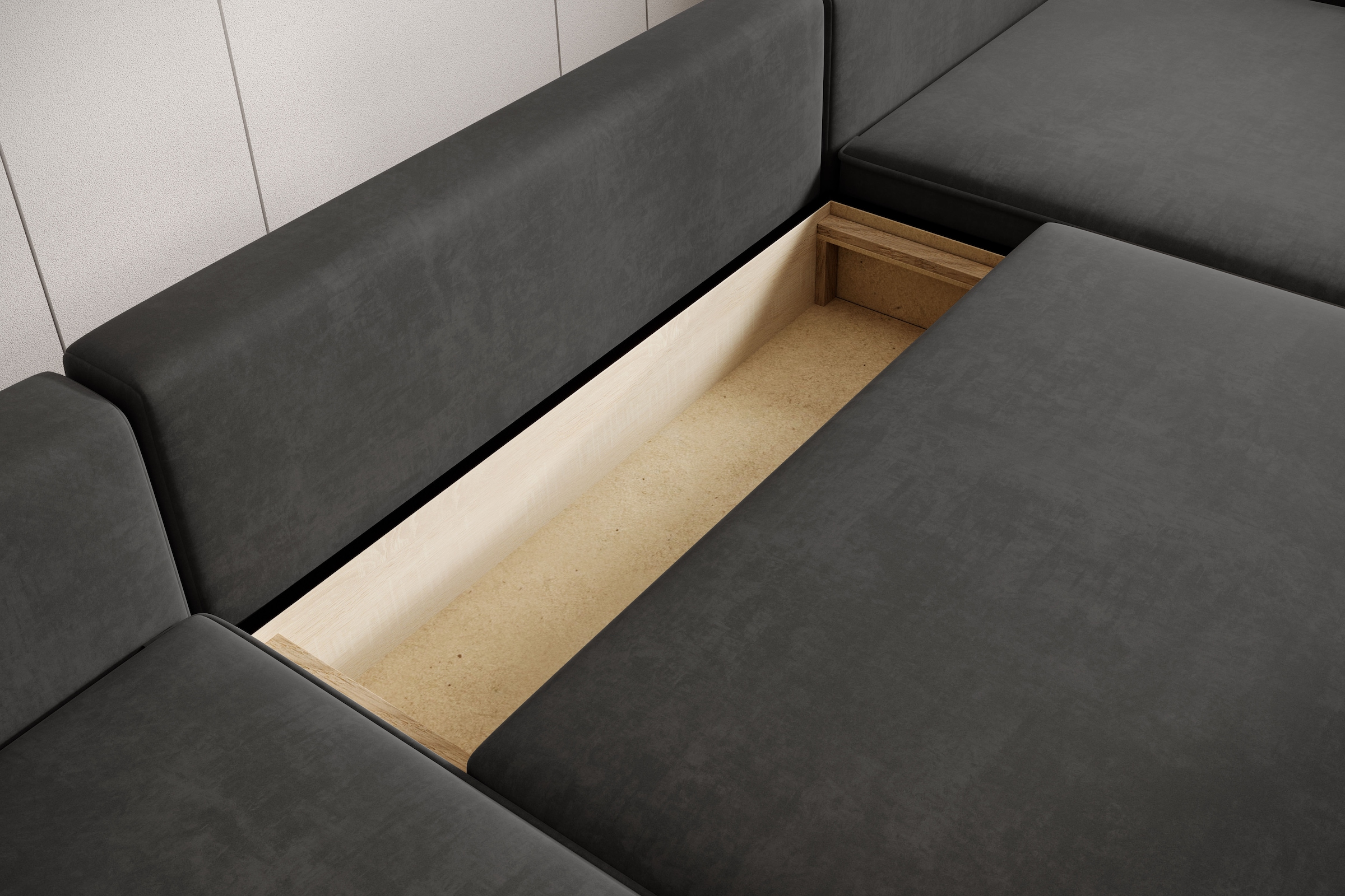 TRENDMANUFAKTUR Wohnlandschaft »Challenge, Schlafsofa mit Bettkasten, Couch in U-Form, Breite 333 cm« XXL Sofa mit Bettkasten & Schlaffunktion, auch in trendigem Cordstoff