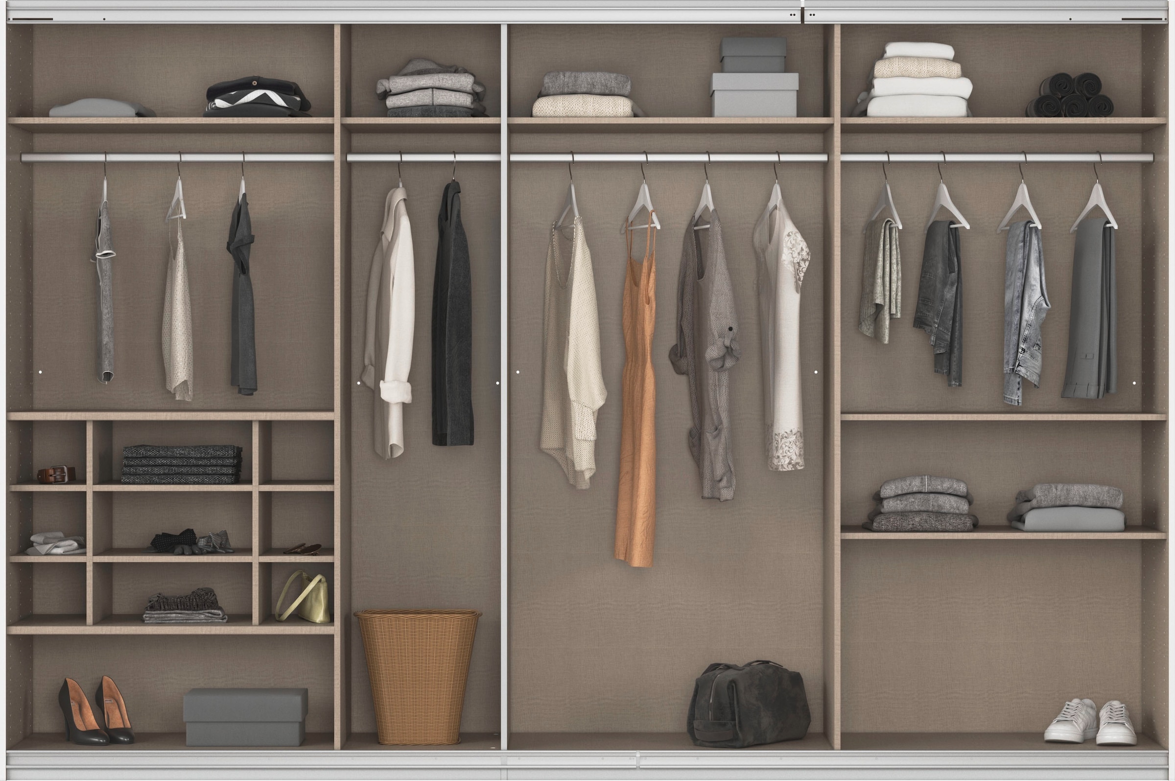 rauch Schwebetürenschrank »Kleiderschrank Schrank Garderobe Wäscheschrank TOMA«, inkl. Regaleinsatz sowie zusätzlichen Einlegeböden MADE IN GERMANY