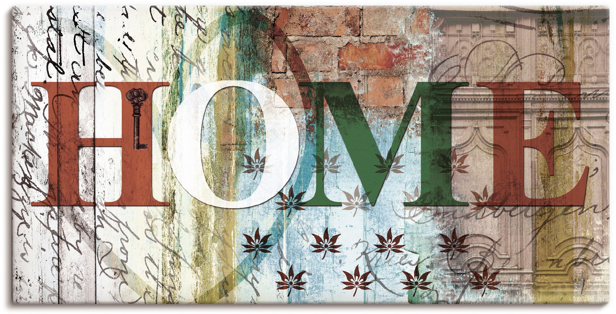 Image of Artland Wandbild »Buntes zu Hause in taktvollen Farben«, Sprüche & Texte, (1 St.), in vielen Grössen & Produktarten - Alubild / Outdoorbild für den Aussenbereich, Leinwandbild, Poster, Wandaufkleber / Wandtattoo auch für Badezimmer geeignet bei Ackermann 