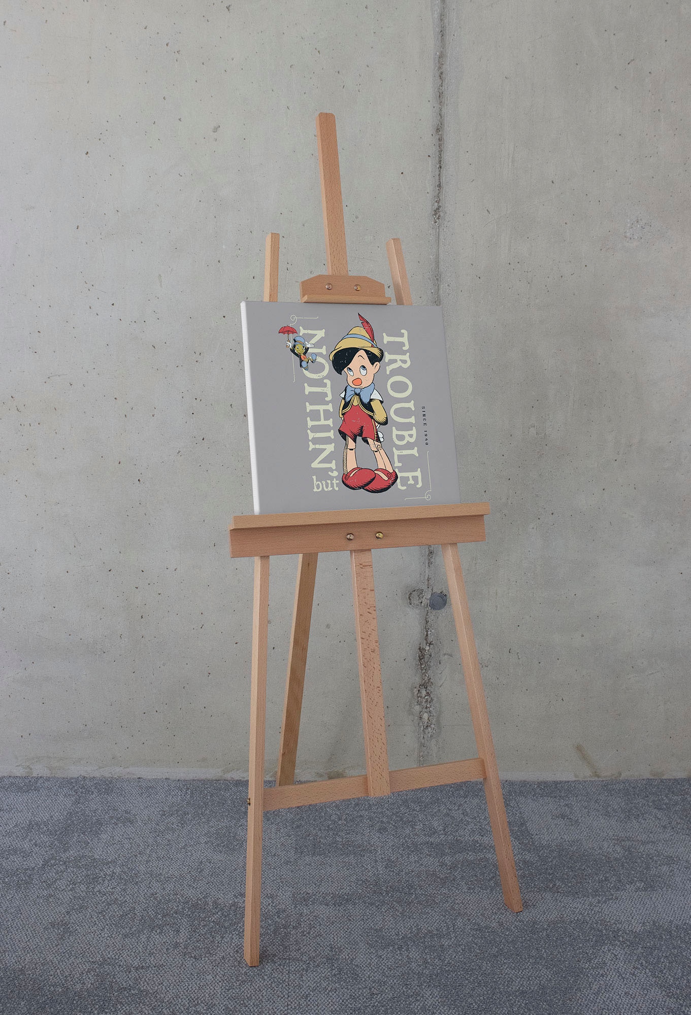 Image of Komar Leinwandbild "Hey Pinocchio - Grösse 40 x 40 cm" Disney 40 x 40 cm (Breite x Höhe), 1 Stk. tlg. Keilrahmenbild mit Echtholzrahmen, Kinderzimmer