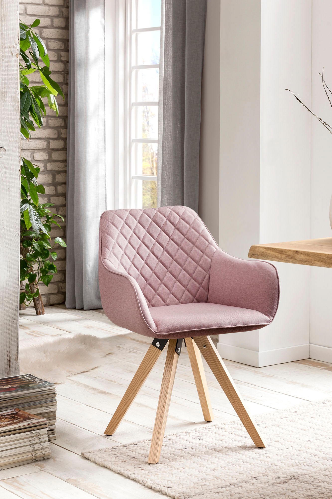 Image of SalesFever Esszimmerstuhl, (Set), 2 St., Stoff, mit Diamantsteppung auf der Rückenlehne bei Ackermann Versand Schweiz