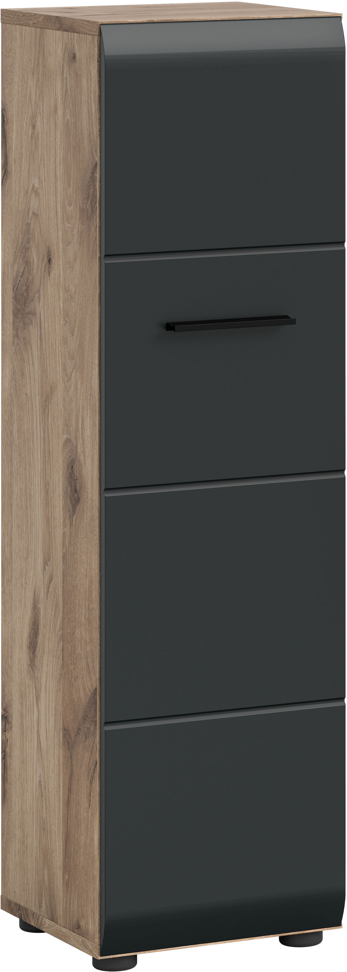 Image of welltime Stauraumschrank 1 Stk. tlg. Florenz, Badschrank Nox Oak NB, 106 cm hoch, 4 Fächer