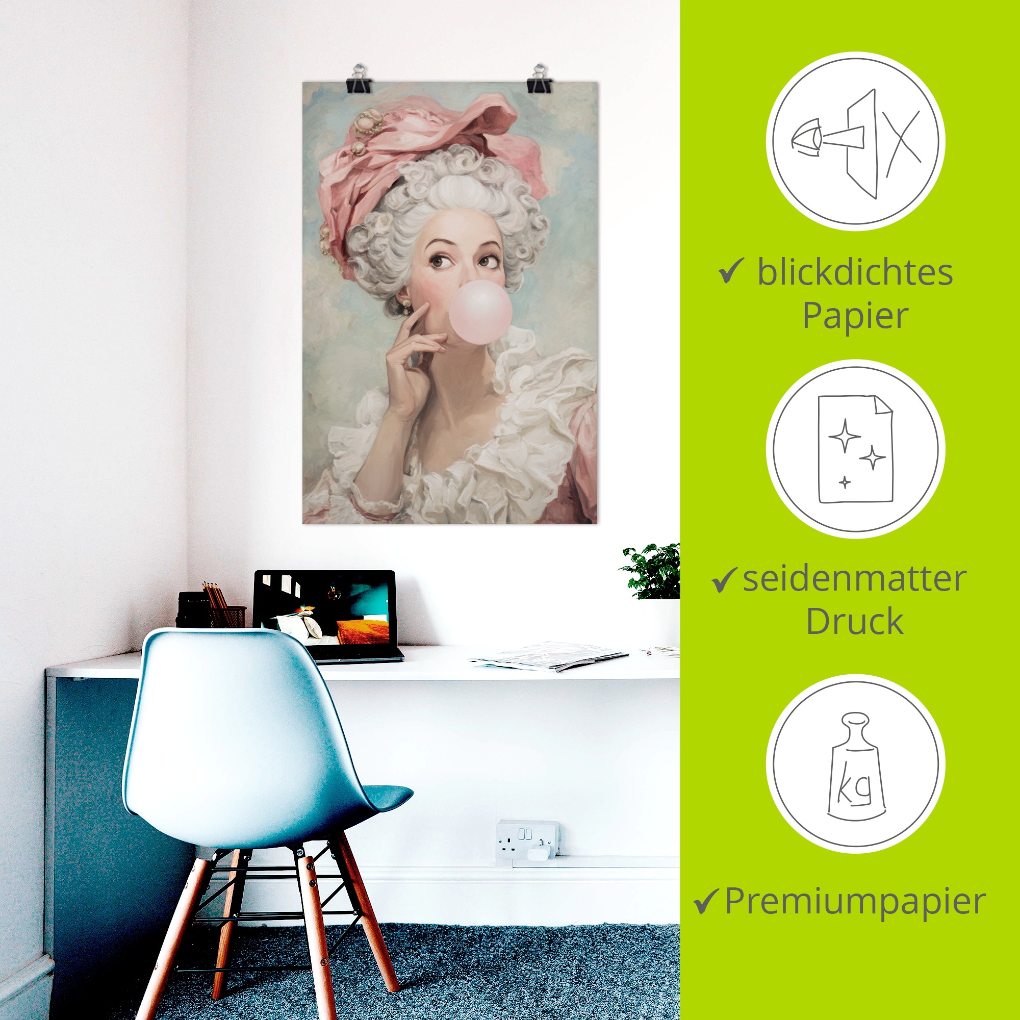 Artland Wandbild »Kaugummi Rebellin Madame Pompadour« Bilder von Frauen 1 Stk. tlg. als Alubild, Leinwandbild, Poster, Wandaufkleber in verschied. Grössen