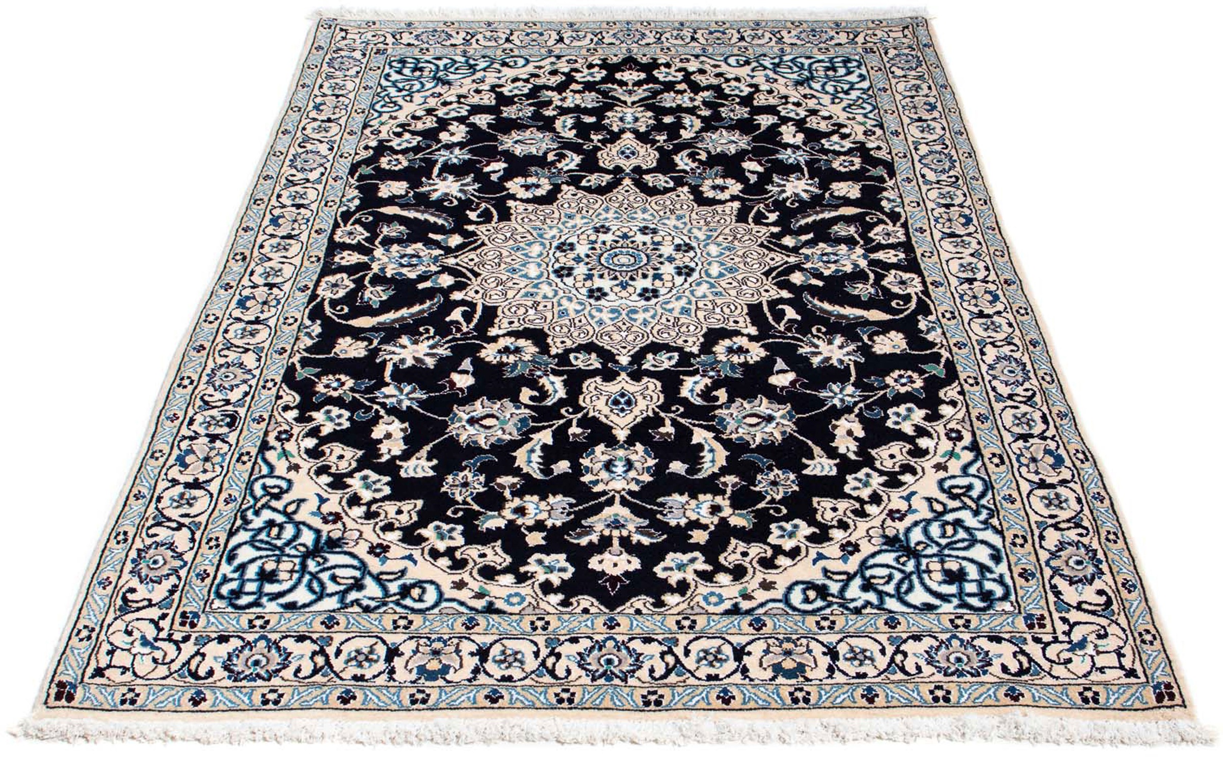 Image of morgenland Orientteppich »Perser - Nain - Royal - 174 x 112 cm - dunkelblau«, rechteckig, 10 mm Höhe, Wohnzimmer, Handgeknüpft, Einzelstück mit Zertifikat bei Ackermann Versand Schweiz