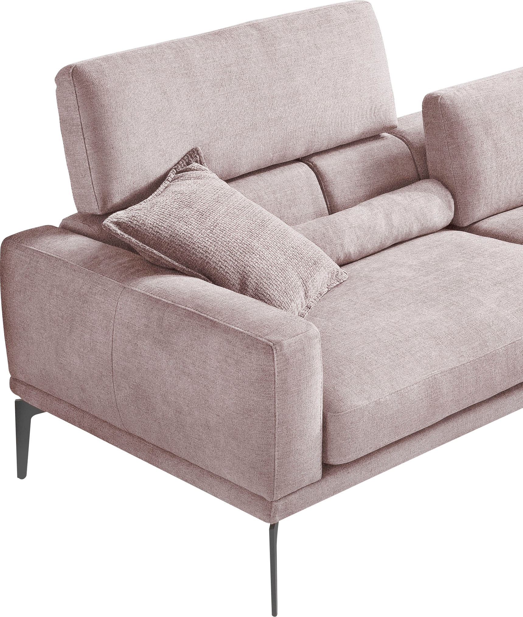 Egoitaliano Ecksofa »Masu, Design trifft sensationellen Sitzkomfort«, inkl. 2 Kissenrollen, Rückenelemente manuell verstellbar, Metallfüsse