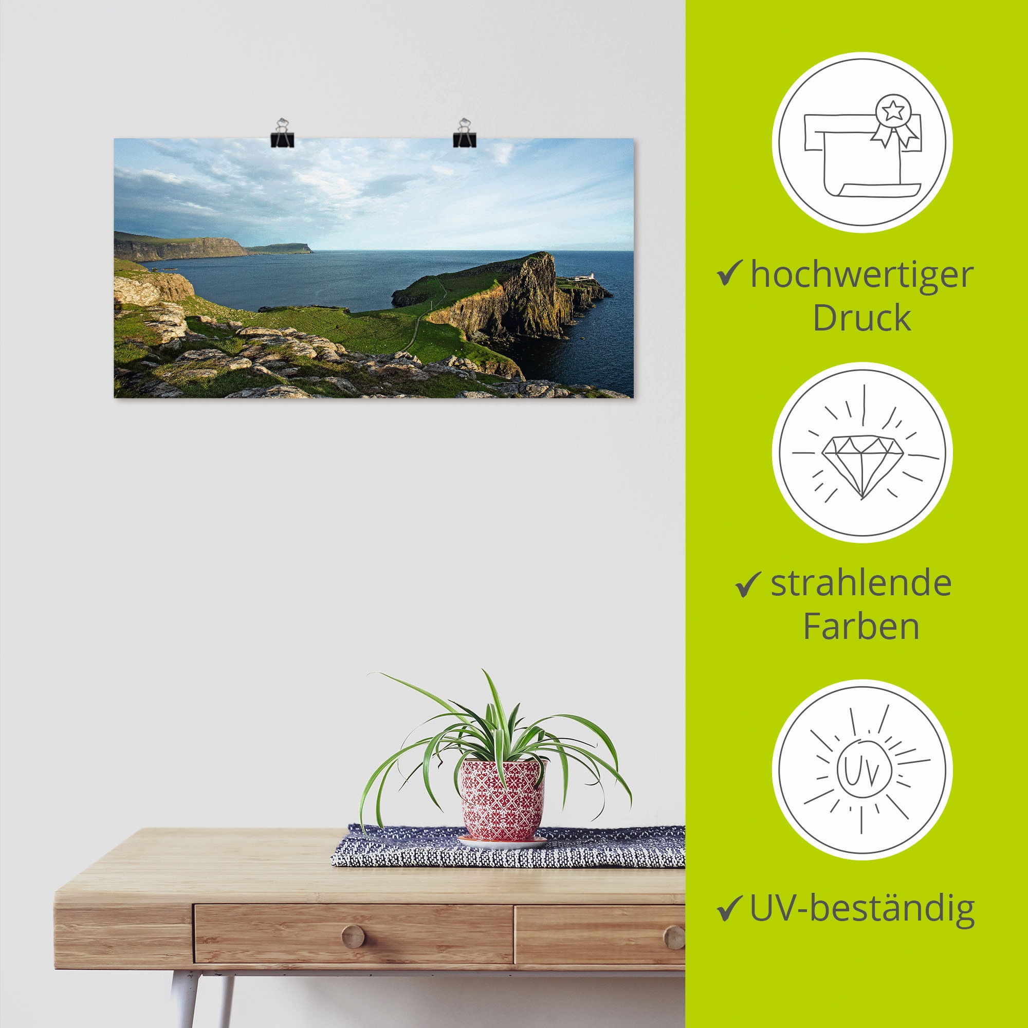 Artland Poster »Schottische Landschaft«, Europa, (1 St.), als Leinwandbild, Wandaufkleber oder Poster in versch. Grössen
