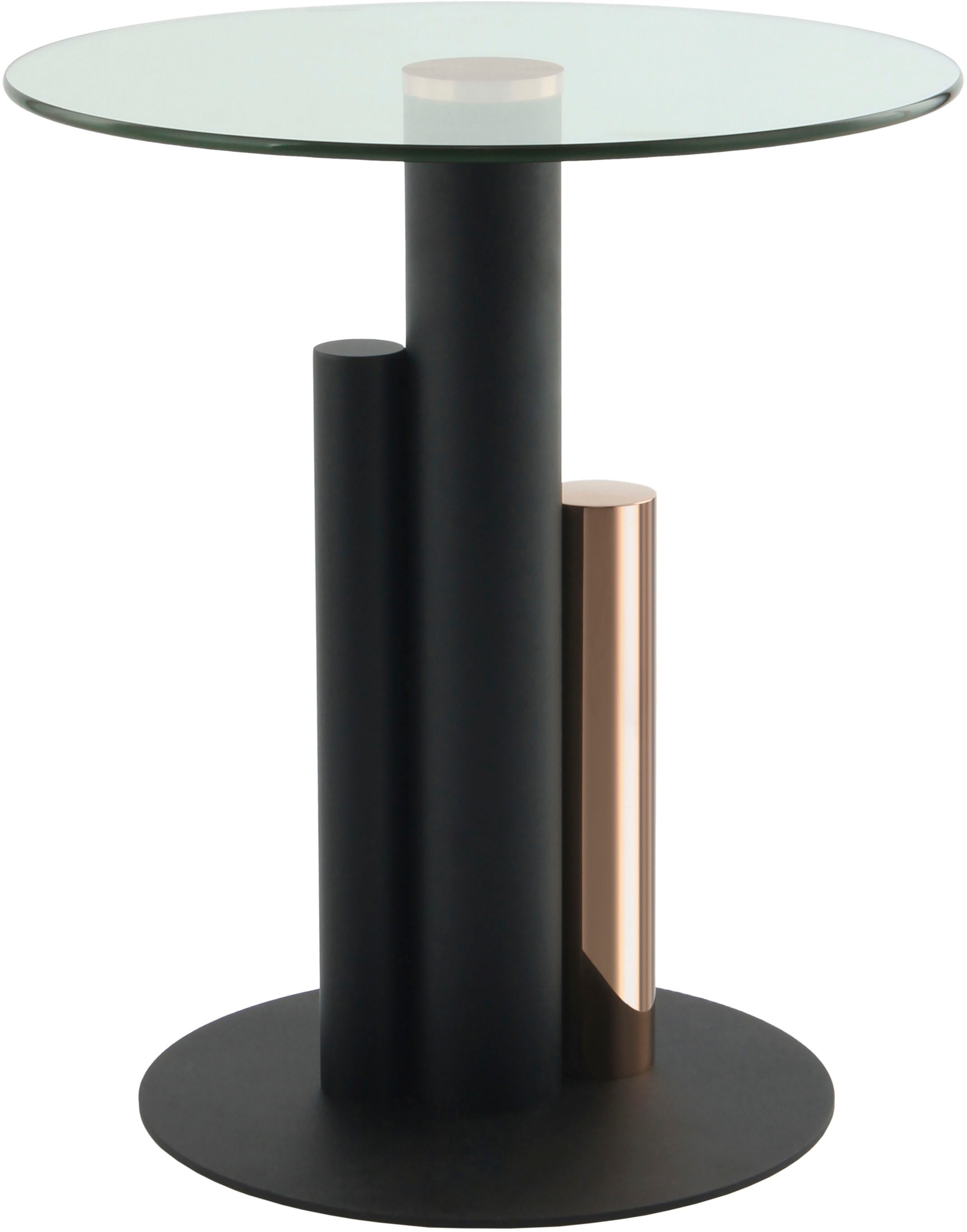 Kayoom Beistelltisch »Ontario 225, Runde  Glasplatte aus Sicherheitsglas, 100% Edelstahl« 1 Stk. tlg. Modernes Design, zweifarbiges Säulengestell, Eyecatcher Element