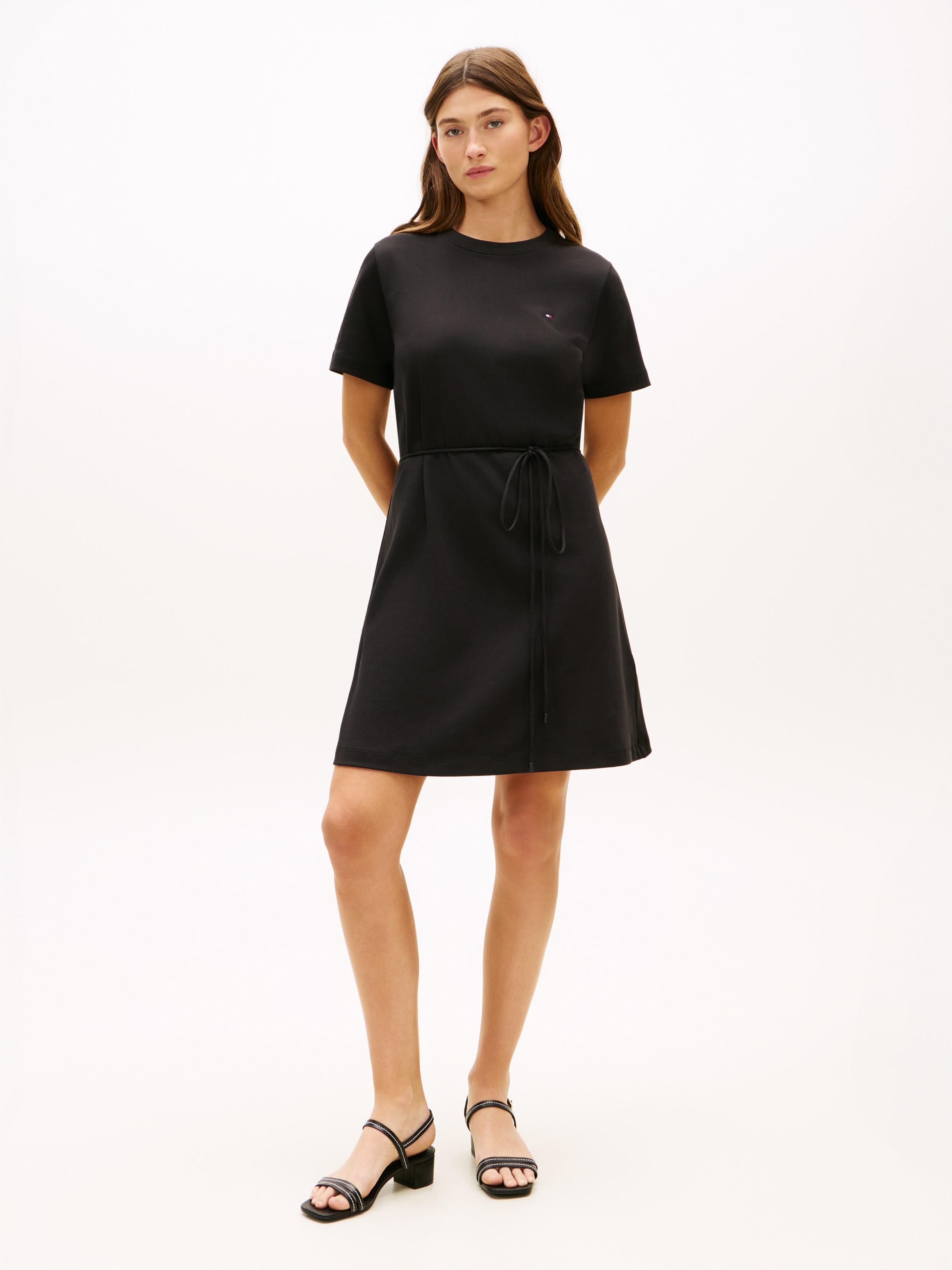 Image of Tommy Hilfiger Shirtkleid "INTERLOCK T-SHIRT SHORT SLEEVE DRESS" mit Bindegürtel, knielang