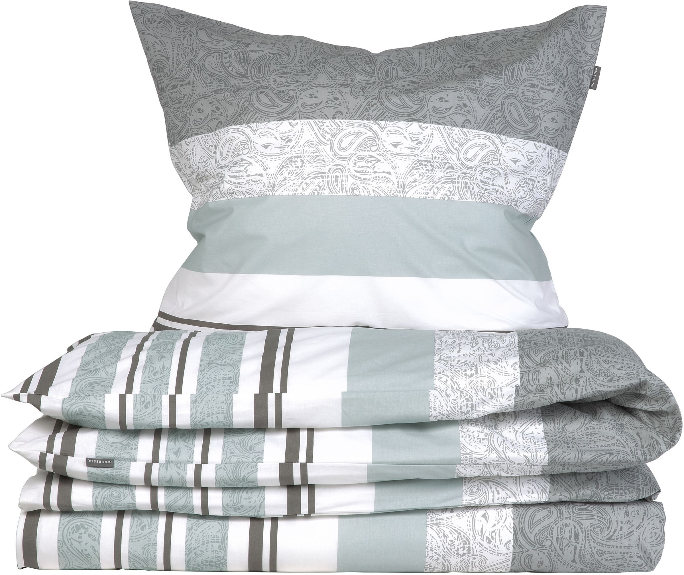 Image of Schiesser Bettwäsche "Adele aus weicher Baumwolle im Paisley-Streifen-Look" 2 Stk. OEKO-TEX MADE IN GREEN