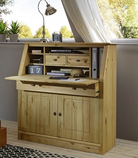 Image of Home affaire Sekretär »Soeren«, aus massiver Kiefer, mit aufklappbarem Schreibtisch, viel Stauraum bei Ackermann Versand Schweiz