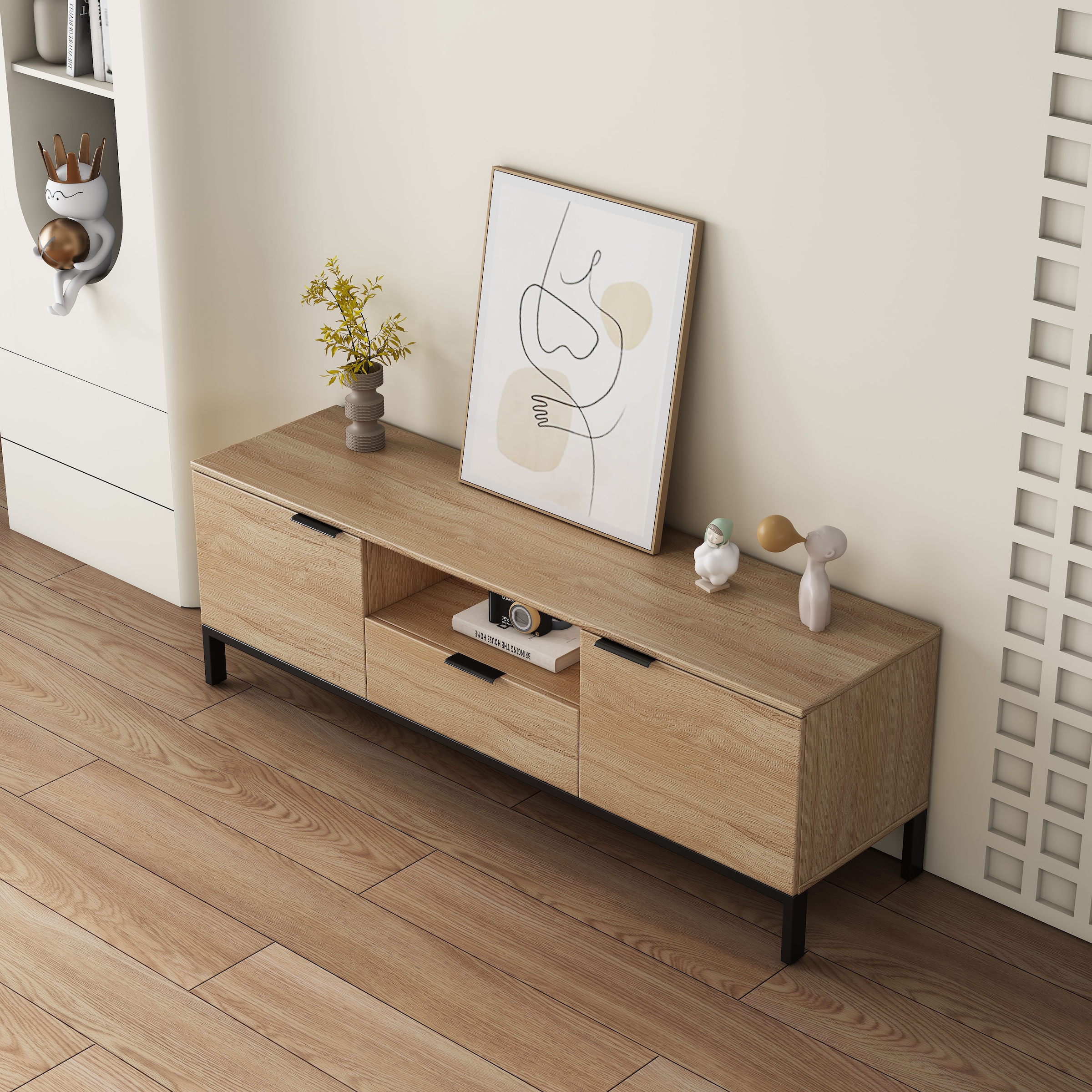 GOODproduct Tableau TV »Jorinde« Melaminoberfläche, flexibler Stauraum und robustes Metallgestell