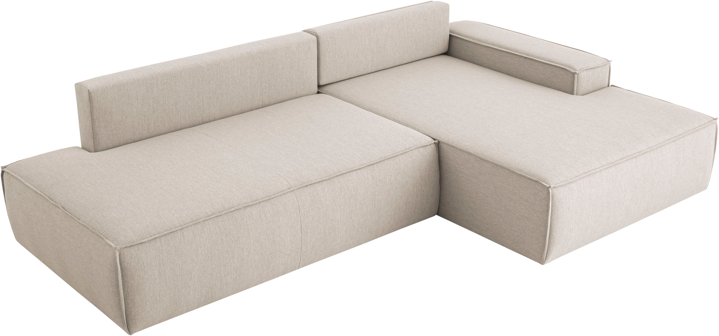 Home affaire Ecksofa »SHERWOOD,  Schlafsofa in L-Form offen (275cm), Cord, Leinenoptik« Schlaffunktion und Bettkasten, Kedernaht, hoher Sitz- & Liegekomfort,