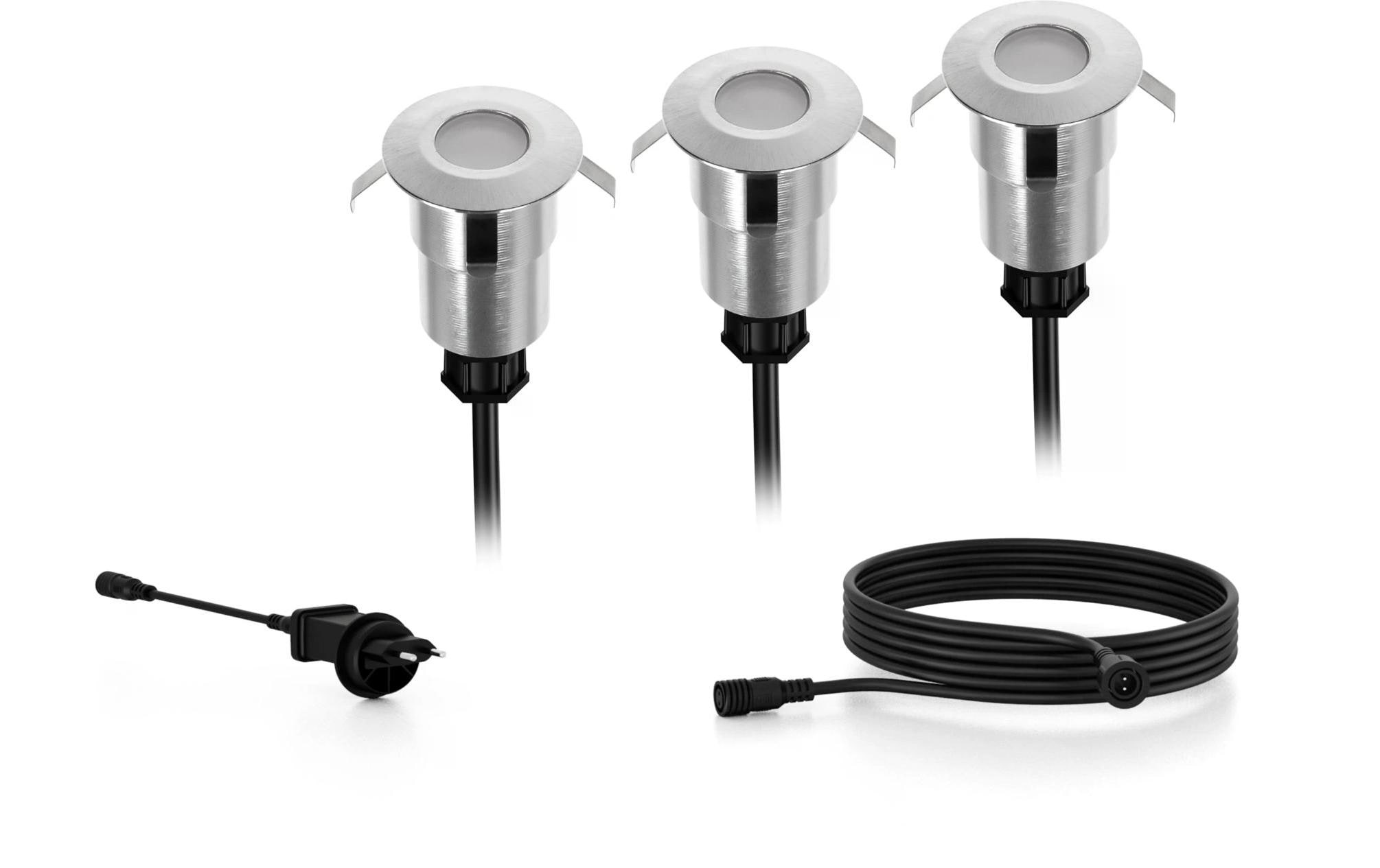 Image of Philips Gartenleuchte "Outdoor Spore CH 3x1W, 2700K, Edelstahl" Warmweiss