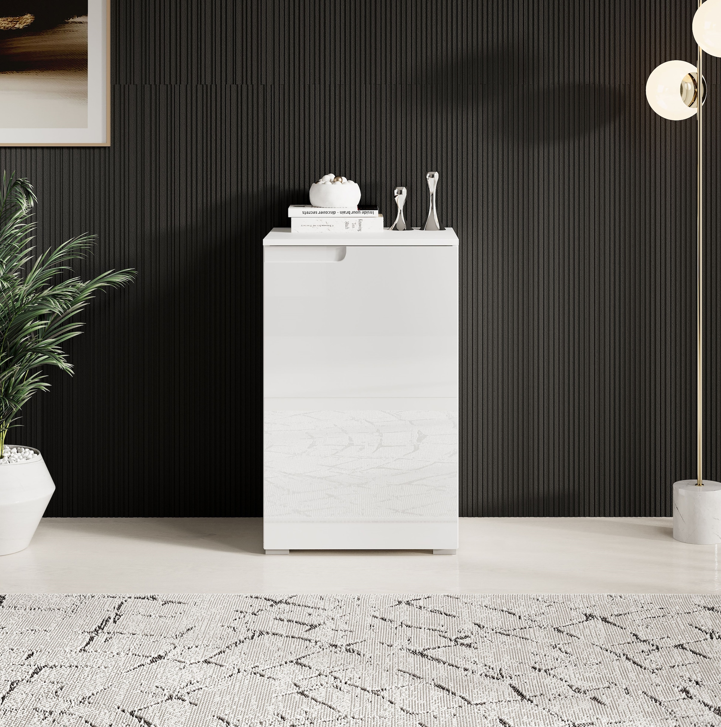 HBZ Kommode »Spice Weiss Hochglanz, BxHxT 50x80x40 cm« Kommode mit 1 Tür und 1 Einlegeboden verstellbar