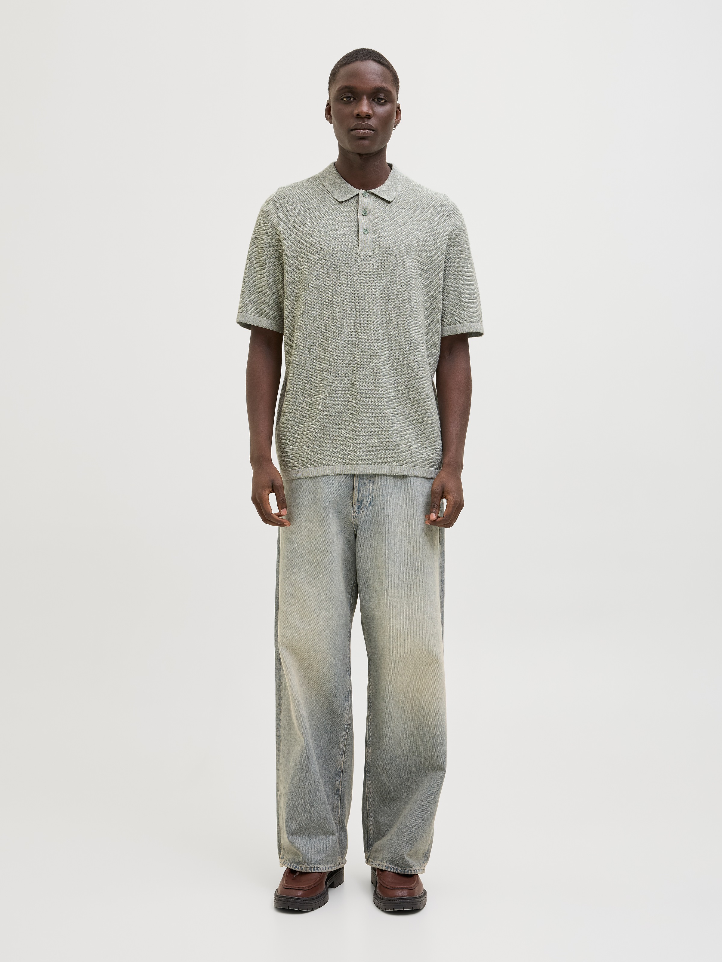 Jack & Jones Kurzarmpullover »JJEGEORGE KNIT POLO SS SN« mit Polo Kragen