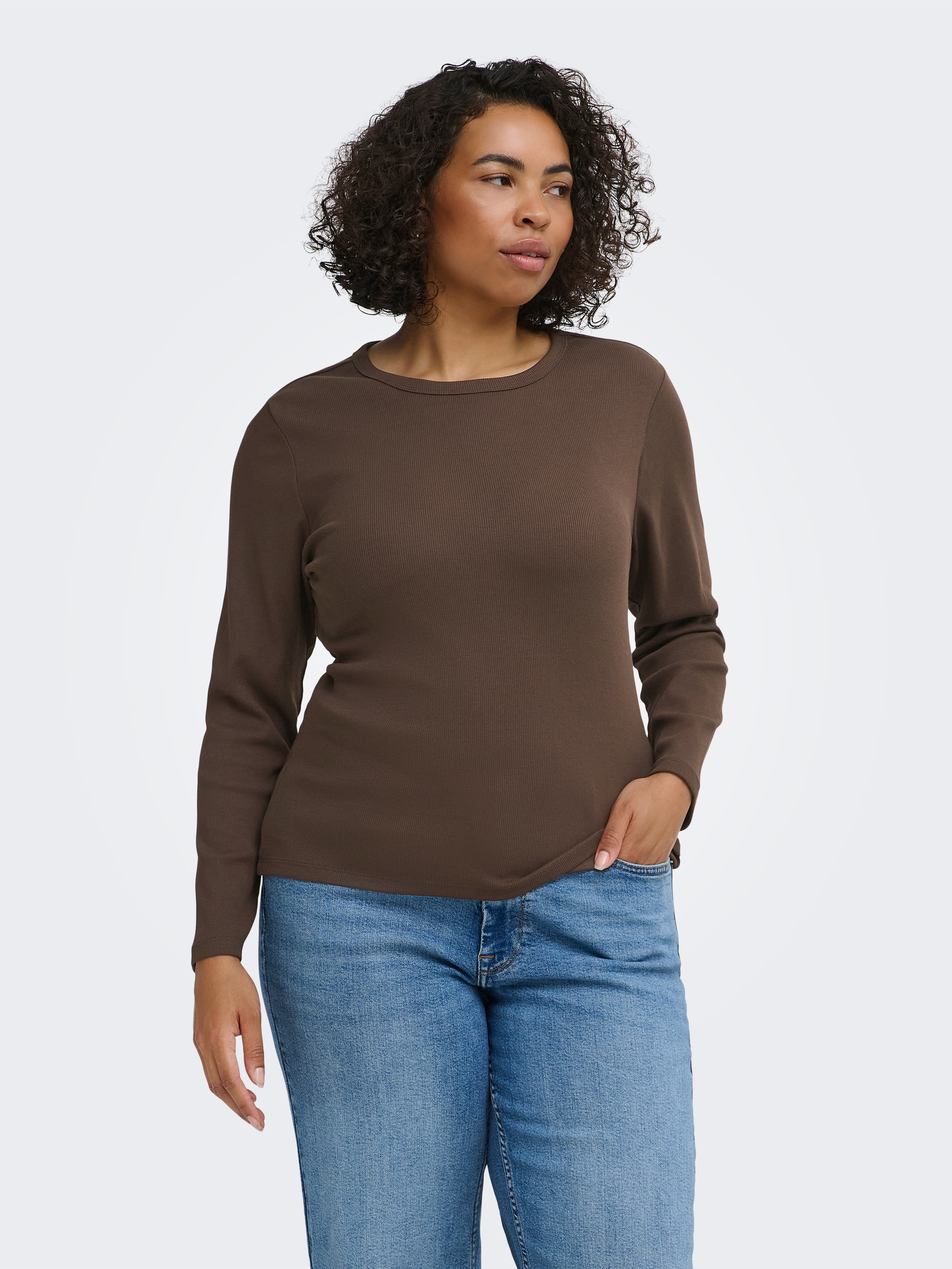 ONLY CARMAKOMA Langarmshirt »CARVAL L/S O-NECK TOP JRS NOOS« Baumwollmischung, regular fit