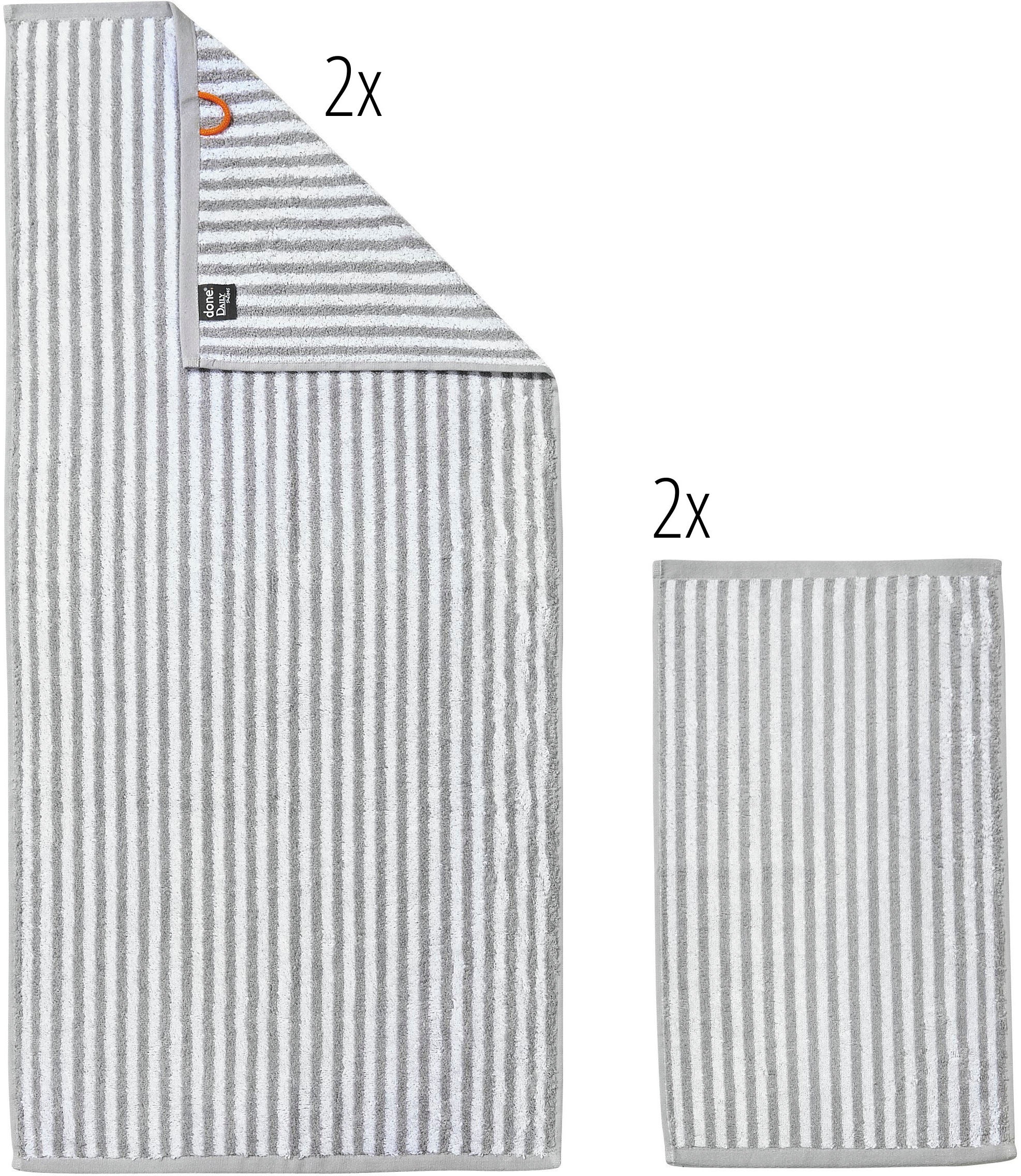 done.® Handtuch Set »Daily Shapes Stripes«, Set, 4 tlg., Jacquard-Walkfrottier, 2x Handtücher & 2x Gästetücher, mit Jacquard-Muster, gestreift