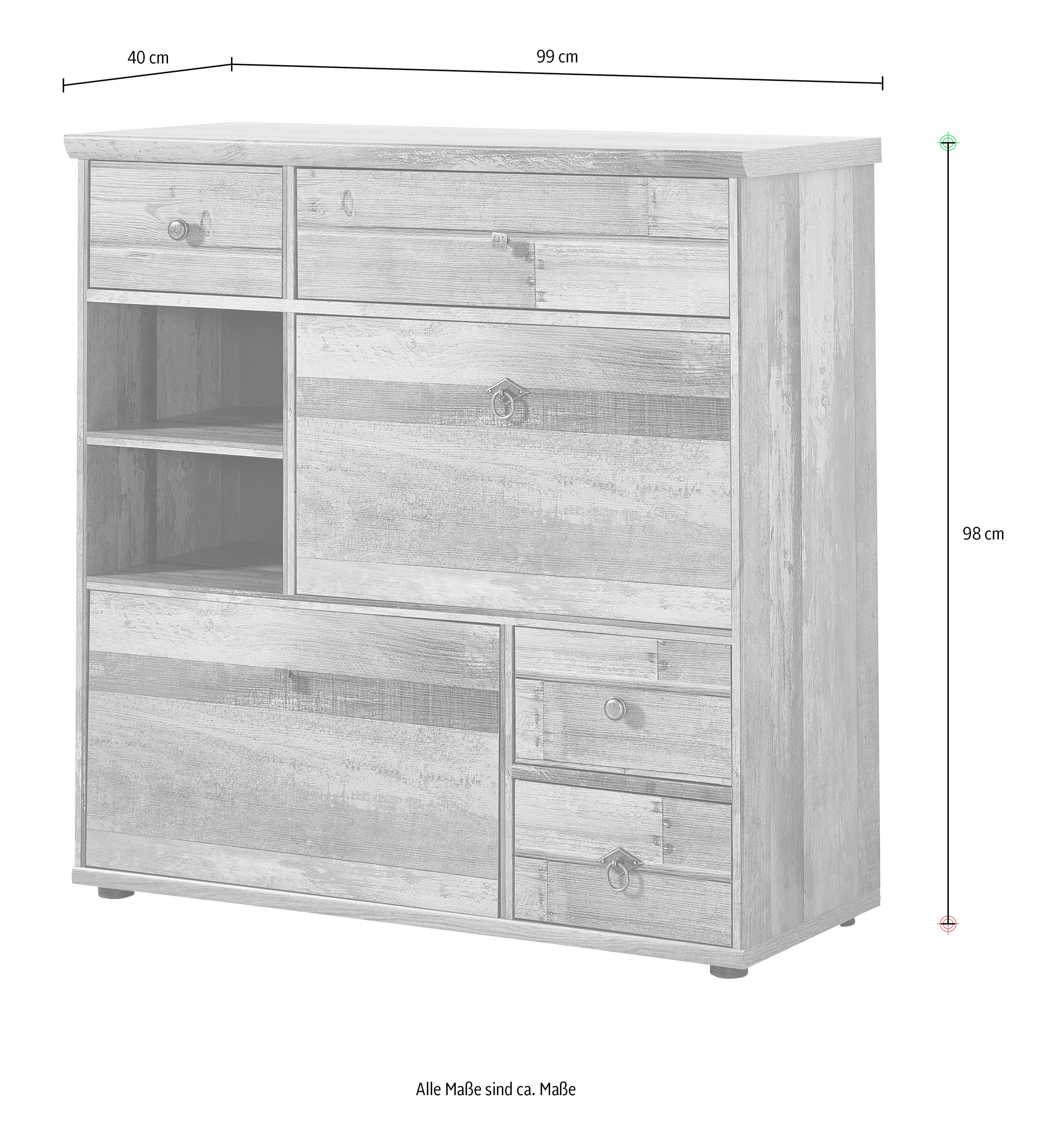 Innostyle Schuhschrank »BONANZA« 1 Stk. tlg. 2 Klappen, 8 Fächer, 4Schübe, Softclose, ABS Kanten