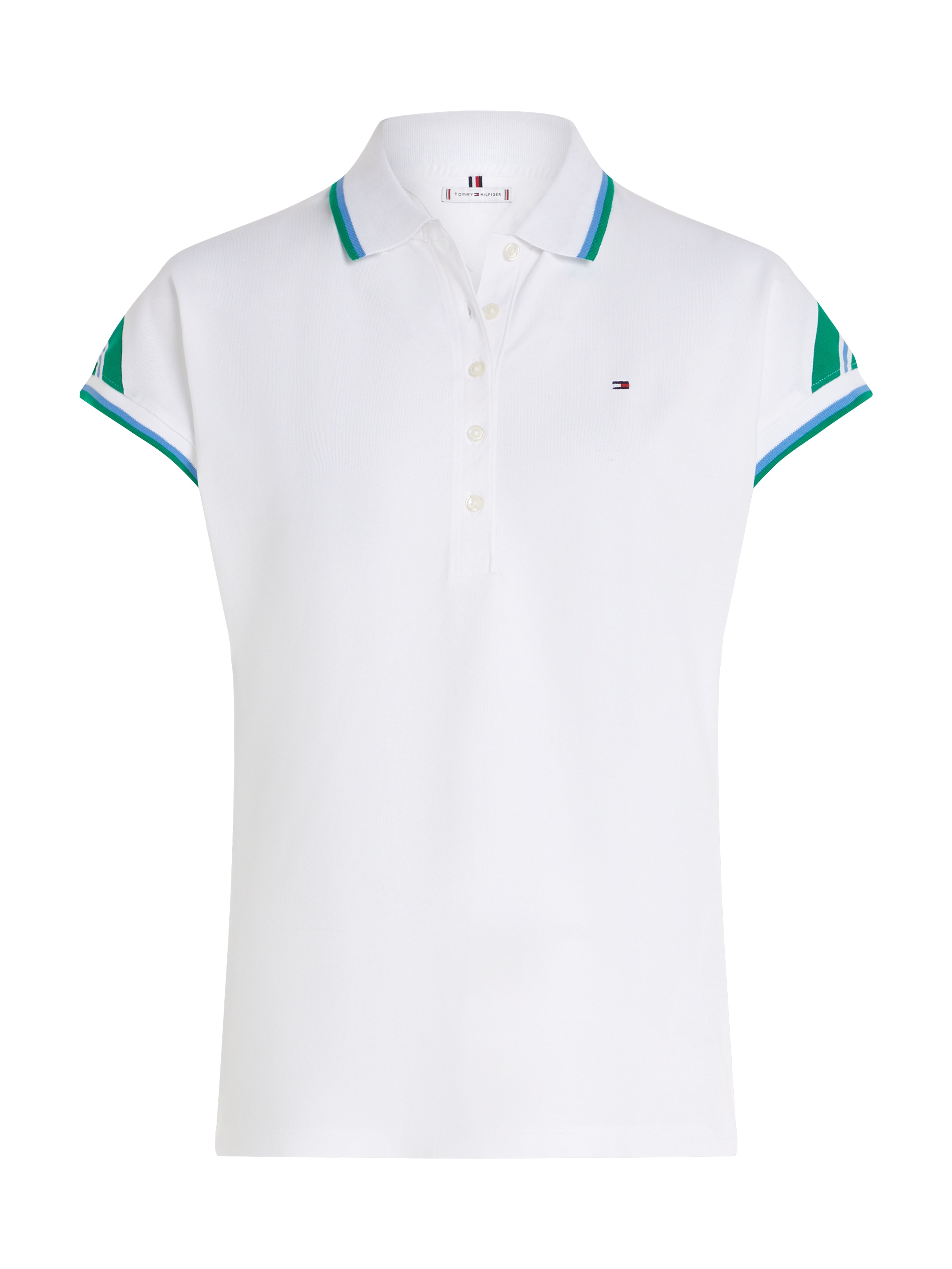 Tommy Hilfiger Poloshirt »REG STRIPE SLV POLO CAP SLEEVE«, mit kontrastfarbenen Einsätzen