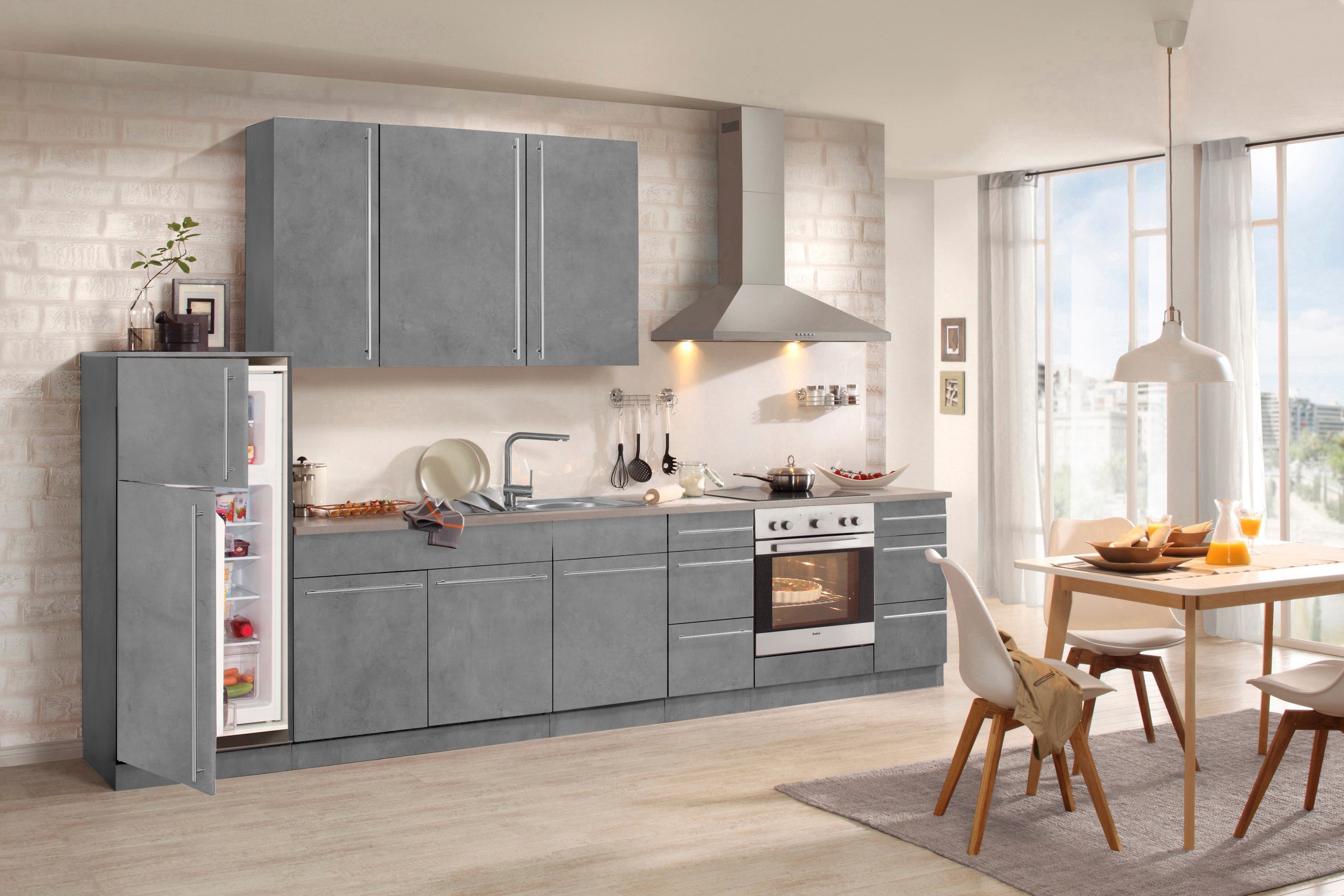 wiho Küchen Spülenschrank "Chicago" 100 cm breit, inkl. Einbauspüle aus Edelstahl