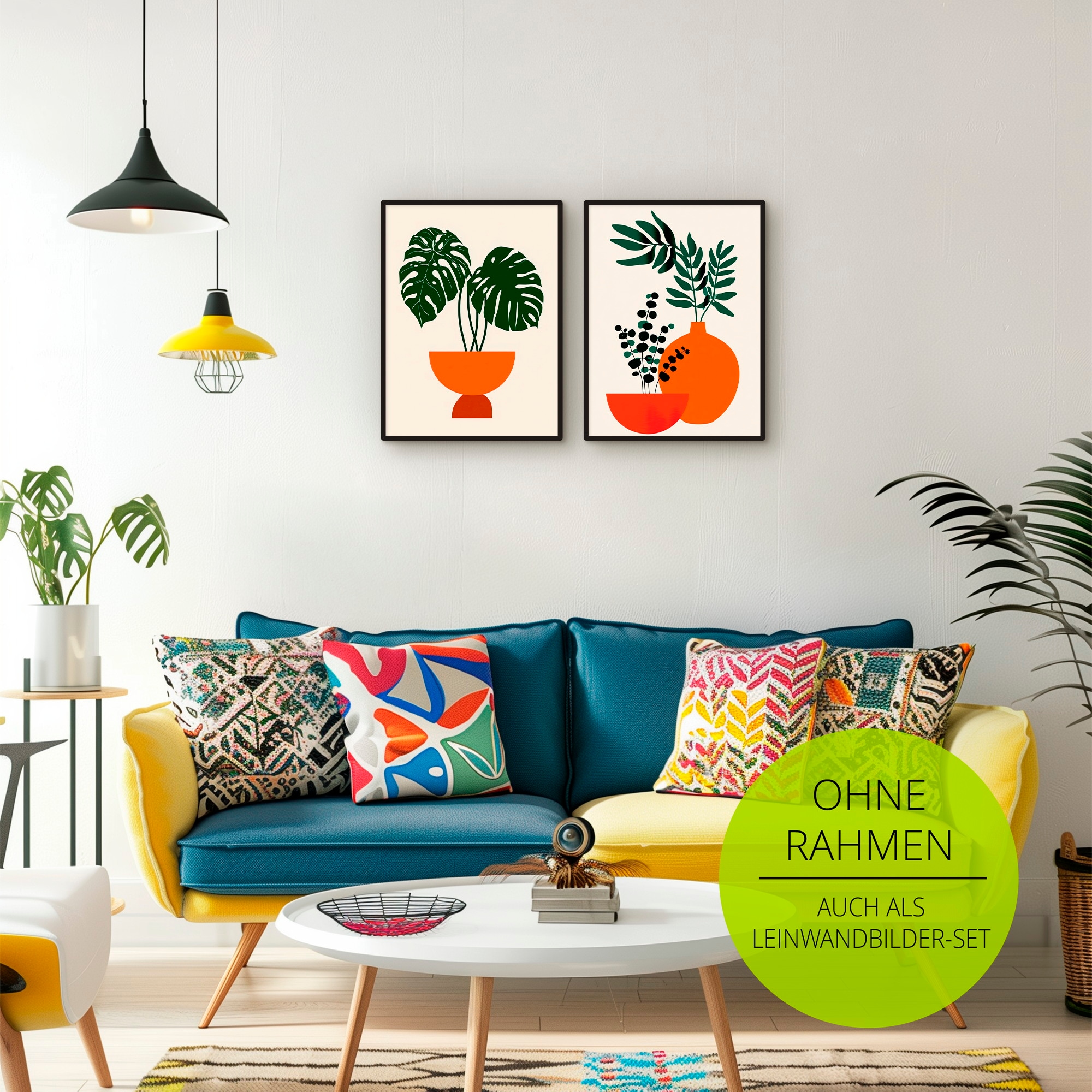 GOODproduct Wandbild »Topfpflanze & Vase« Pflanzenbilder 2 Stk. tlg. als Poster oder Leinwandbilder Set