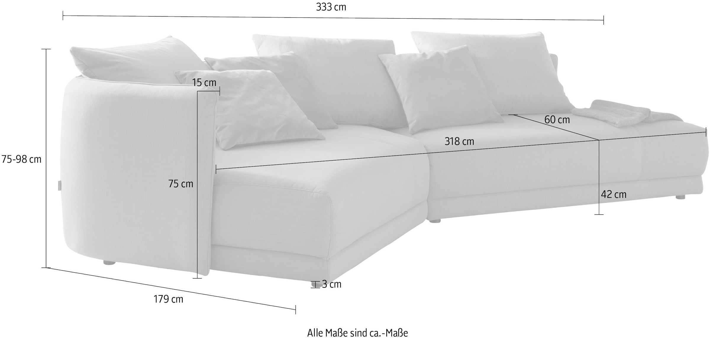 designwerk Ecksofa »New York L-Form, anmutendes Designsofa« mit moderner R&ung im Rücken