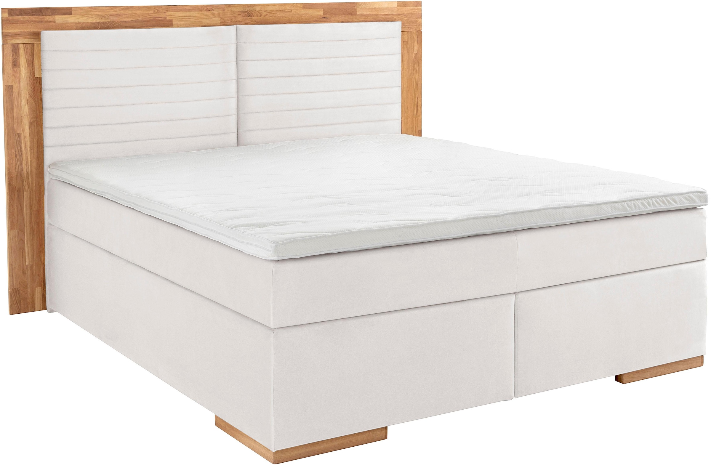 Places of Style Boxspringbett »Cup«, mit LED-Beleuchtung, Massivholzrahmen und Topper, in 2 Härtegraden