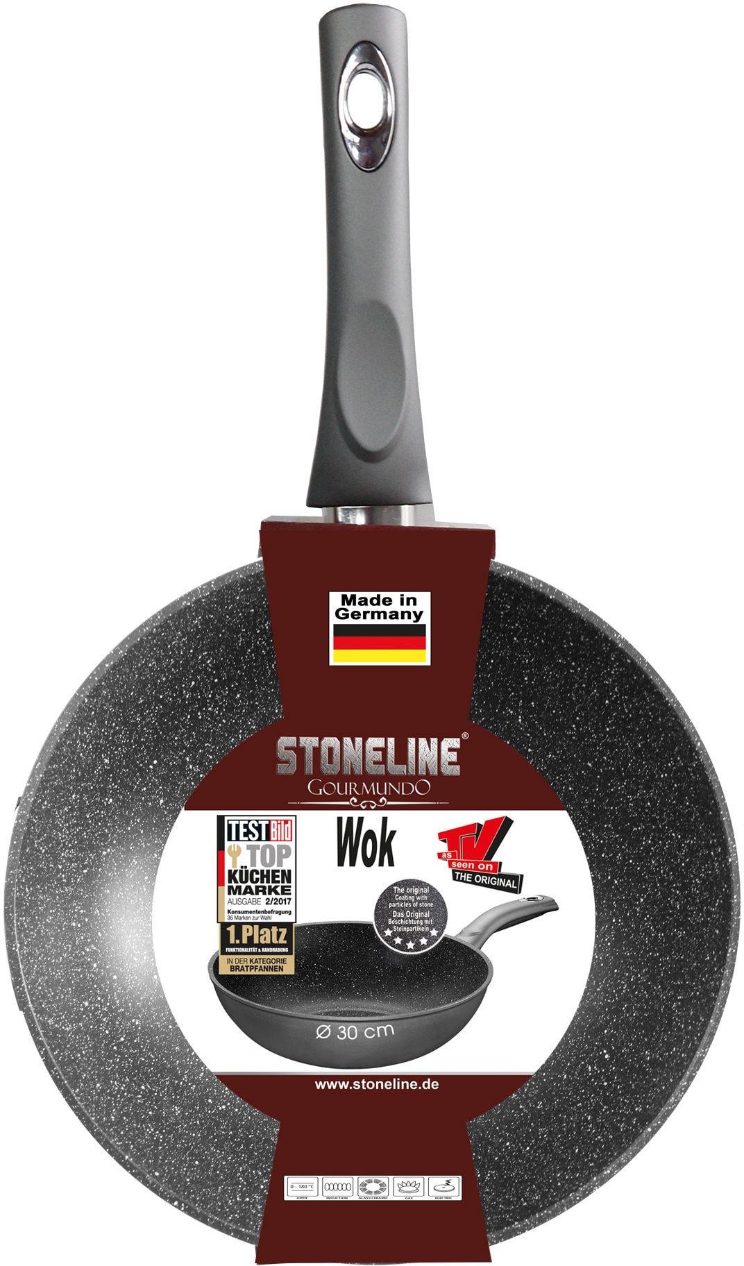 ♕ STONELINE Wok, Aluminium, (1 tlg.), Ø 30 cm, STONELINE®-  Keramikbeschichtung, Induktion versandkostenfrei auf