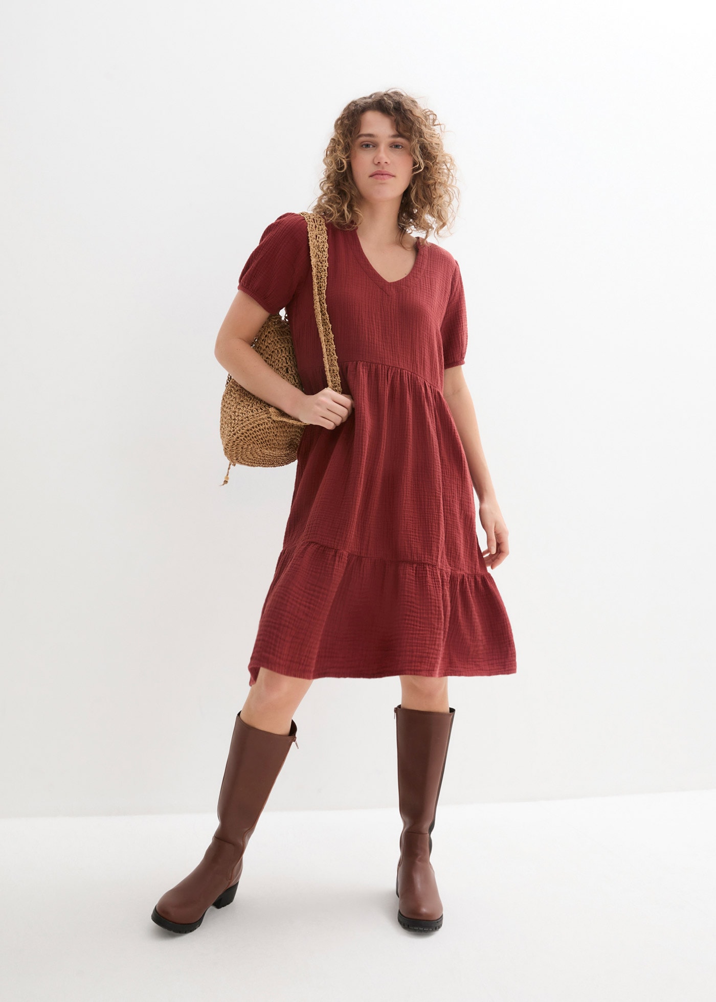 bonprix Robe en sweat für entspannten Look, Oversized-Kleid, aus Musselin, aus Baumwolle