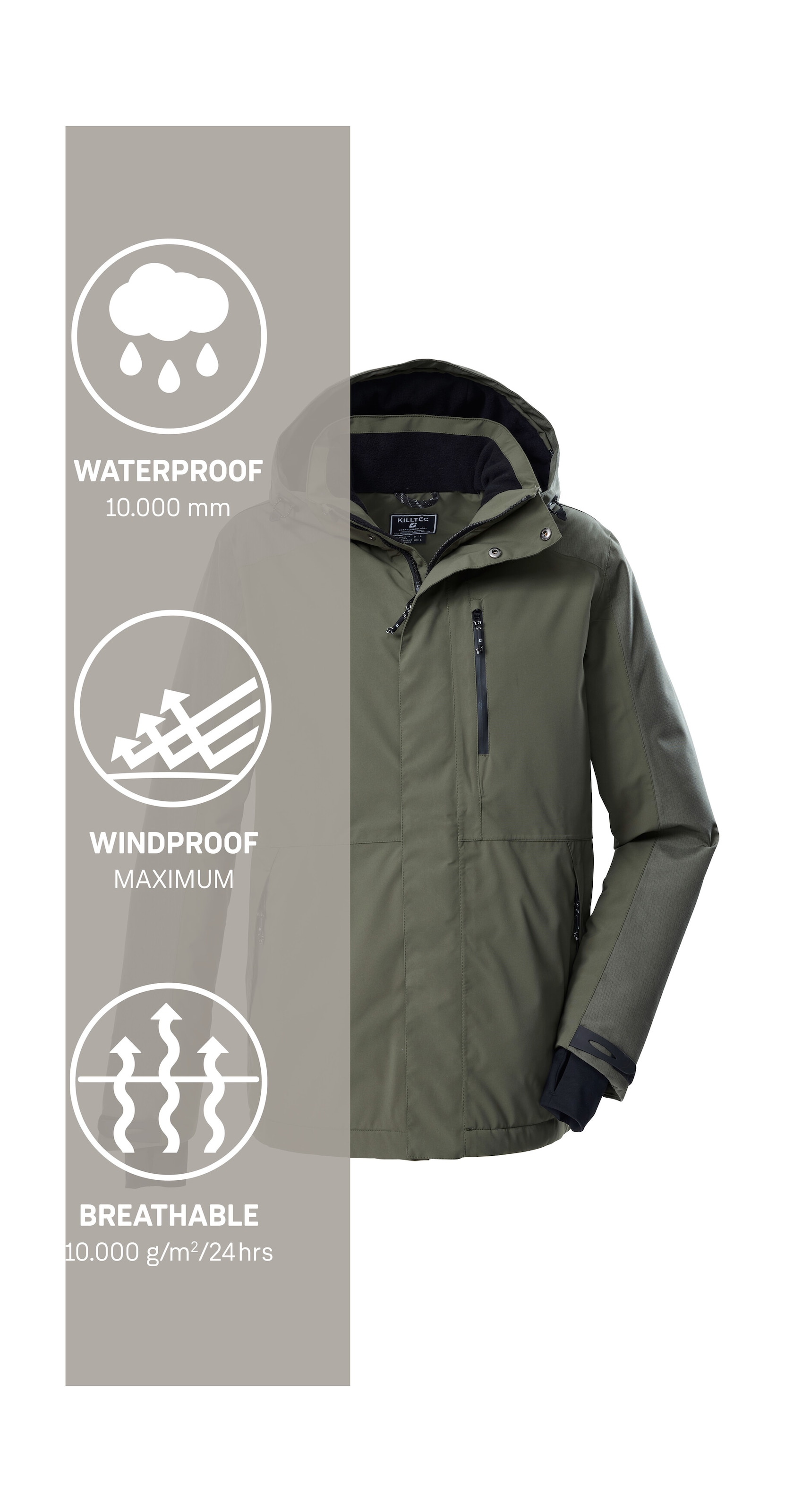 Killtec Veste fonctionnelle »KOW 89 MN JCKT« Wasser- und windabweisend, atmungsaktiv, abnehmbare Kapuze, PFAs-frei