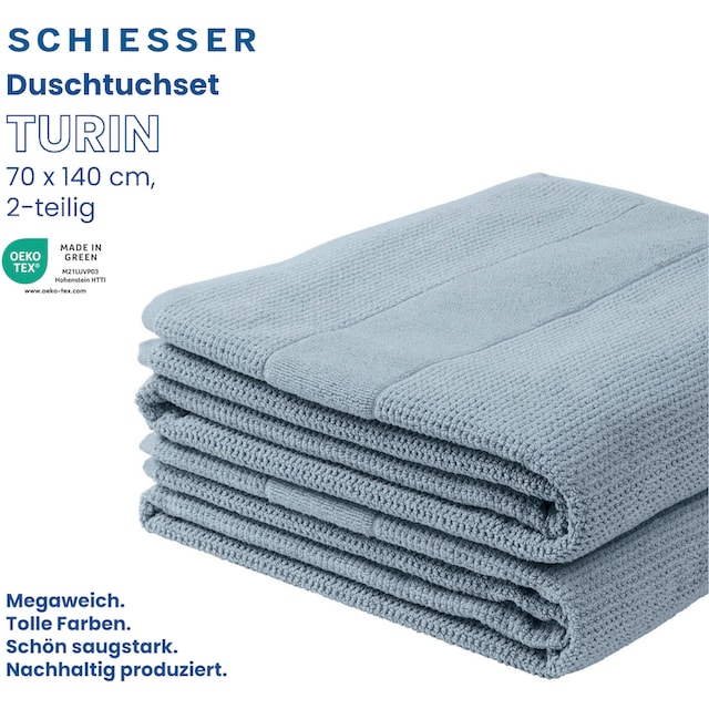 aus (2 im St.), GREEN Handtücher »Turin 4er MADE by 100% günstig Baumwolle«, Schiesser Reiskorn-Optik, kaufen OEKO-TEX®-zertifiziert Set IN