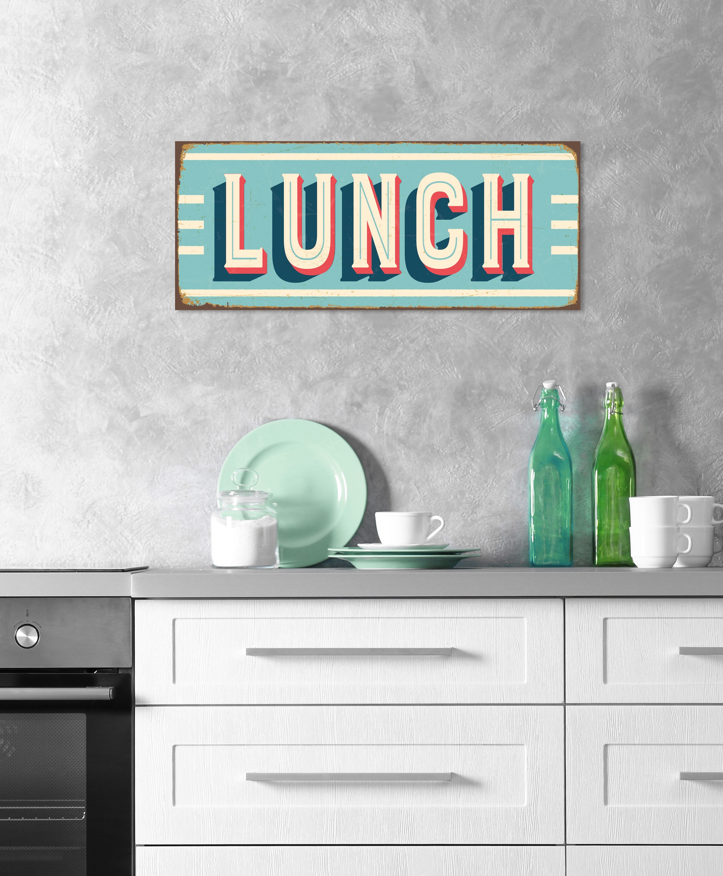 queence Metallbild »LUNCH«, Sprüche & Texte, (1 St.)