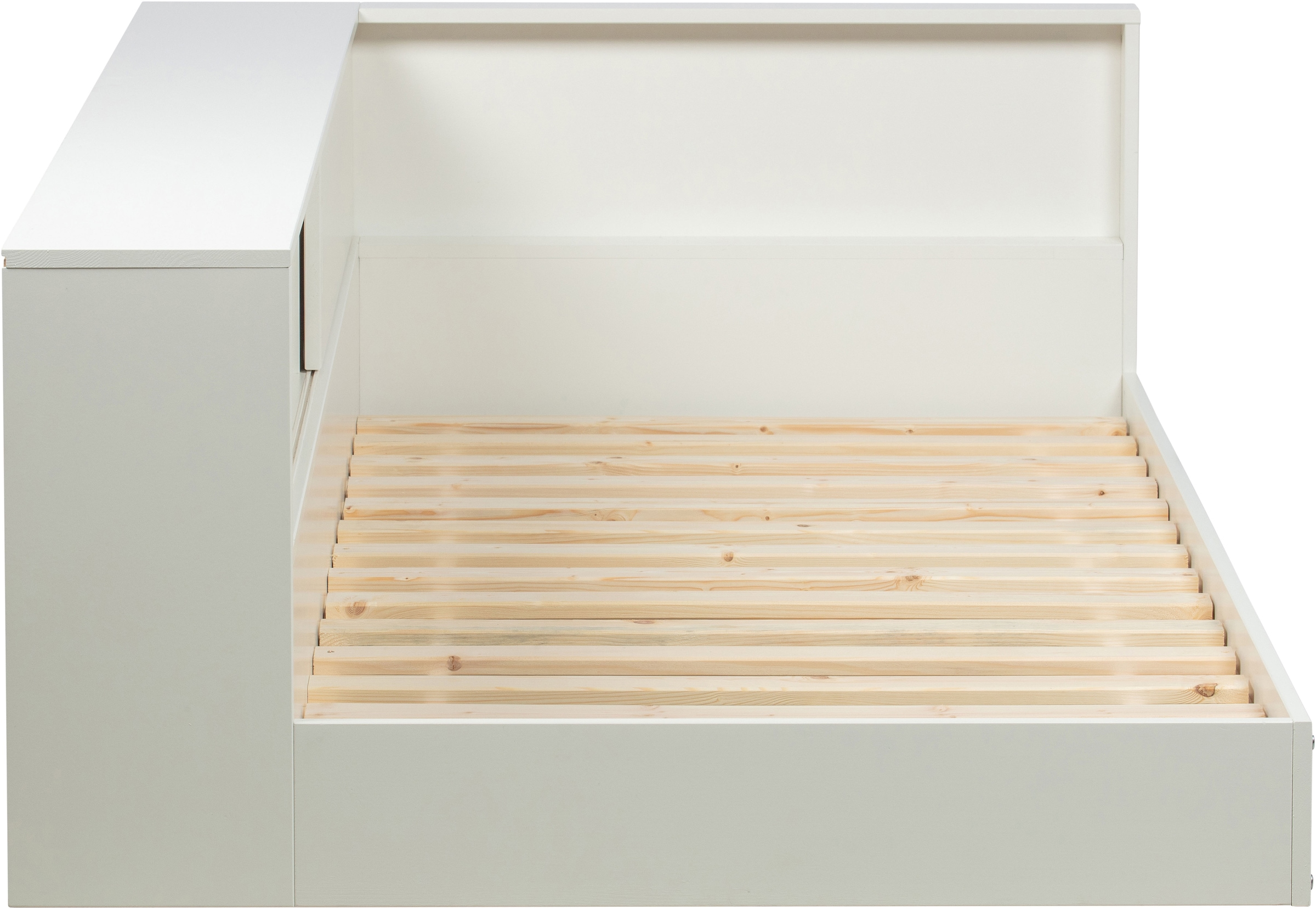 WOOOD Lit de rangement »Connect FSC®-Kiefernholz mit Schiebetür und Stauraum 213x118x60 cm« Facile à monter, dimension du matelas 90x200 cm, entretien facile