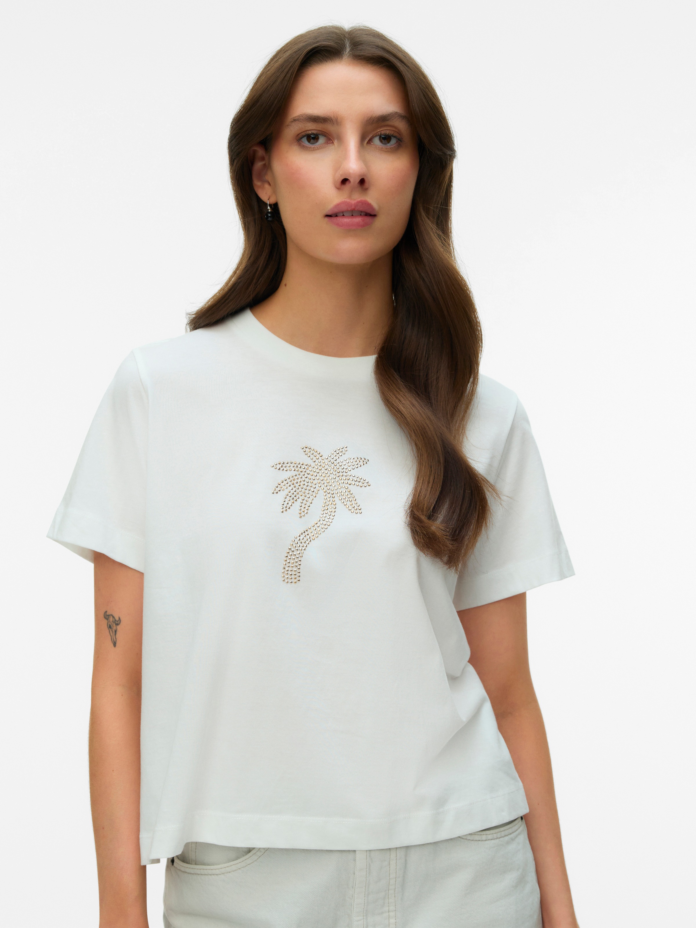 Image of Vero Moda Kurzarmshirt "VMPALMA METTE SS TOP BOX JRS" Baumwolle