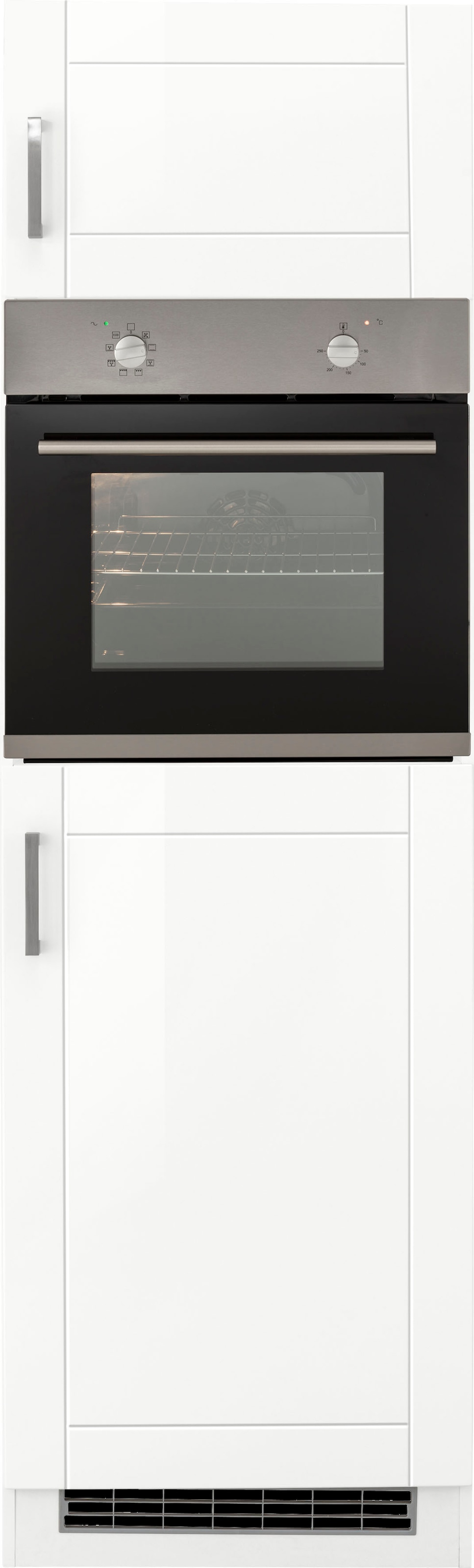 KOCHSTATION Backofen/Kühlumbauschrank »KS-Tinnum« 60 cm breit, 200 cm hoch, Metallgriffe, MDF Fronten, Nischenmass 88 cm
