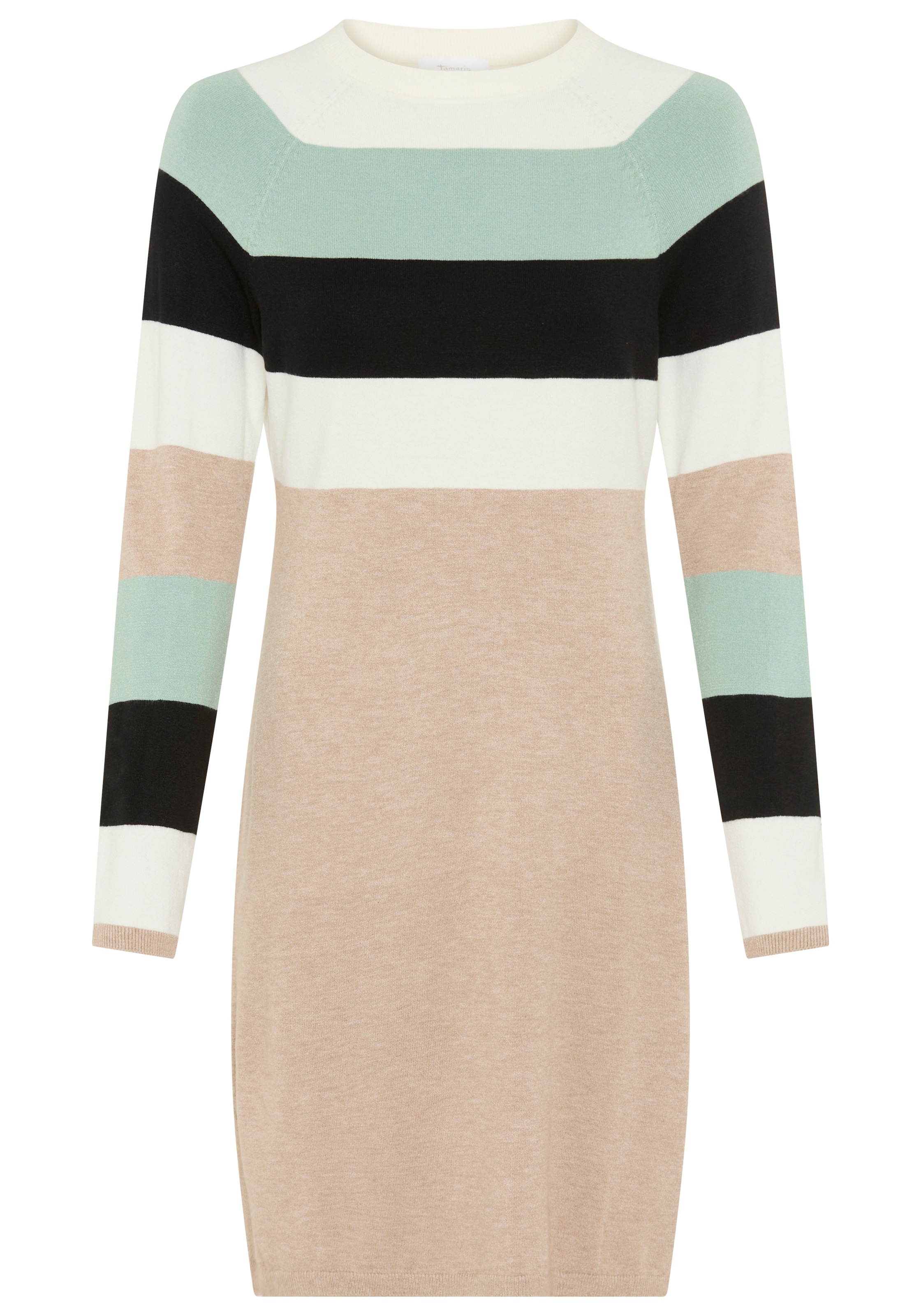 Tamaris Strickkleid aus Feinstrick, für Casualmode und Frühling, gestreifte Optik