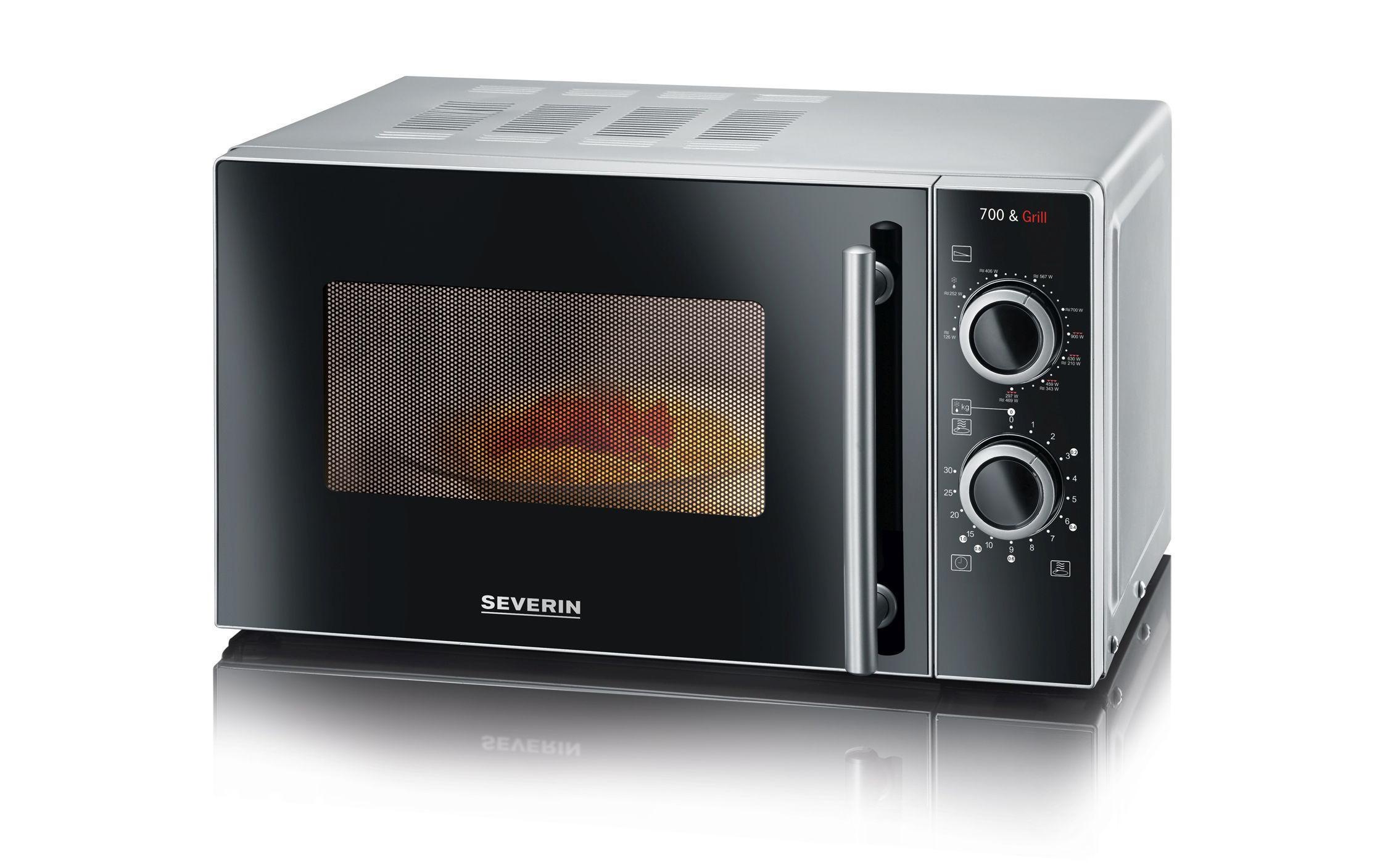 Image of Severin Mikrowelle "MW 7875, Silberfarben, Schwarz" 700 W