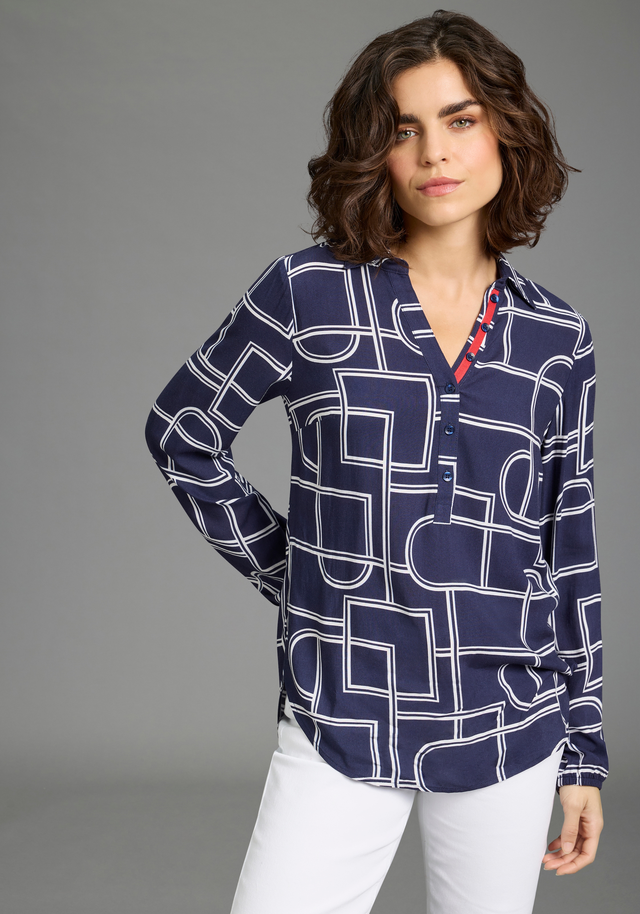Image of Laura Scott Longbluse mit Kontrasttape - NEUE KOLLEKTION