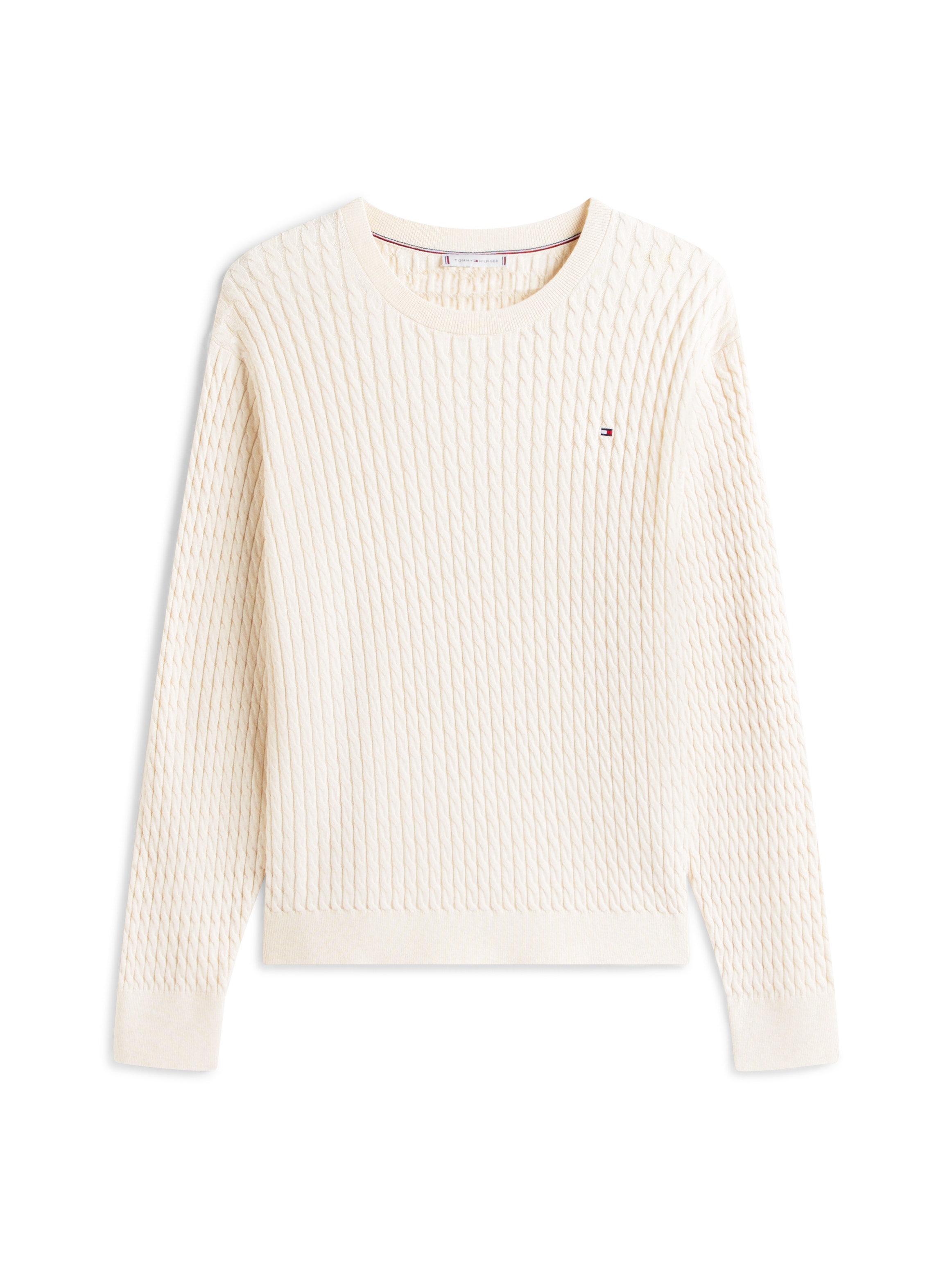 Tommy Hilfiger Curve Pull à col rond »CRV CO CABLE FINE GG CNK SWEATER« in grossen Grössen, mit Zopfmuster