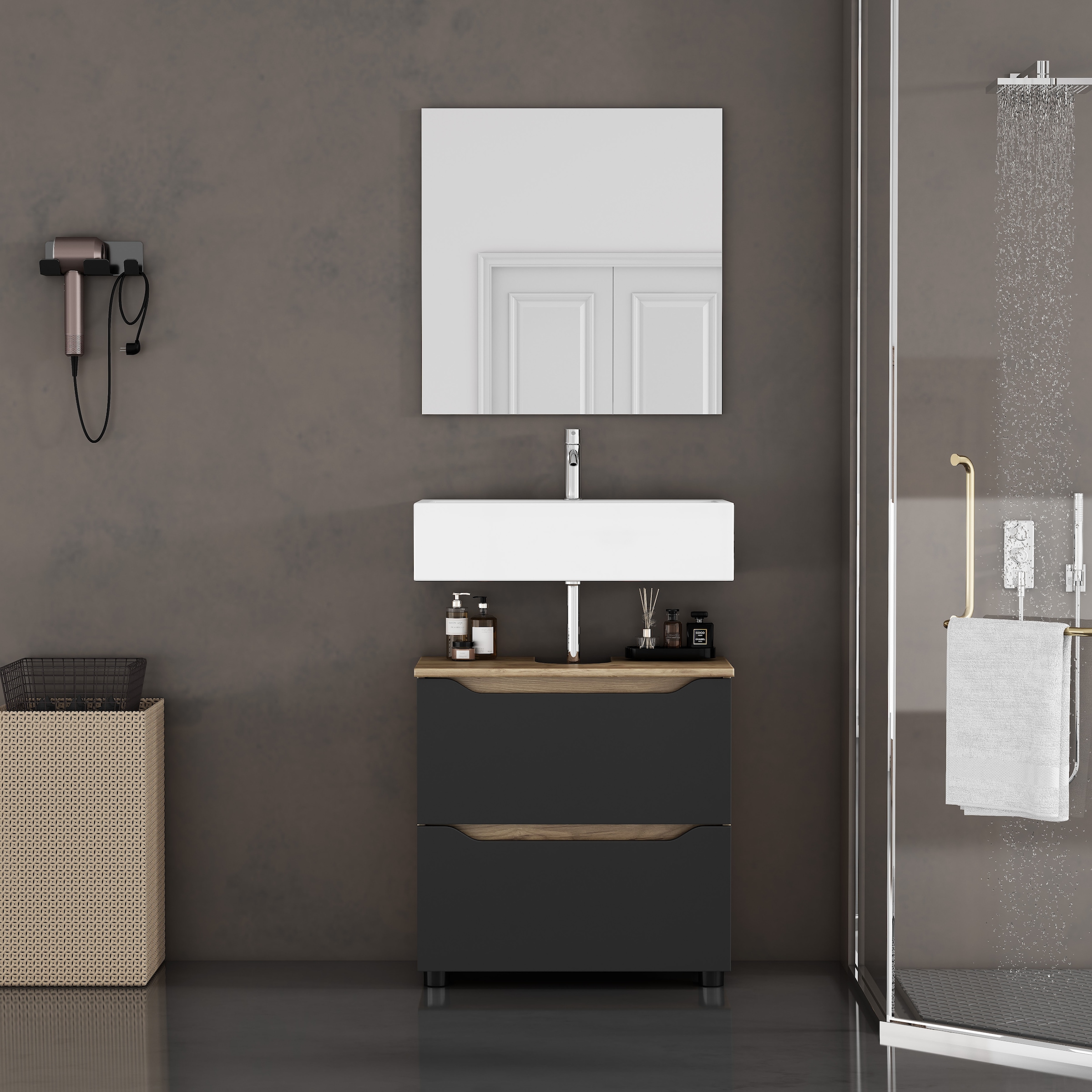 GOODproduct Waschbeckenunterschrank »Visali« Waschtisch in 60 und 80cm erhältlich, 2 Schubladen, zum Stellen